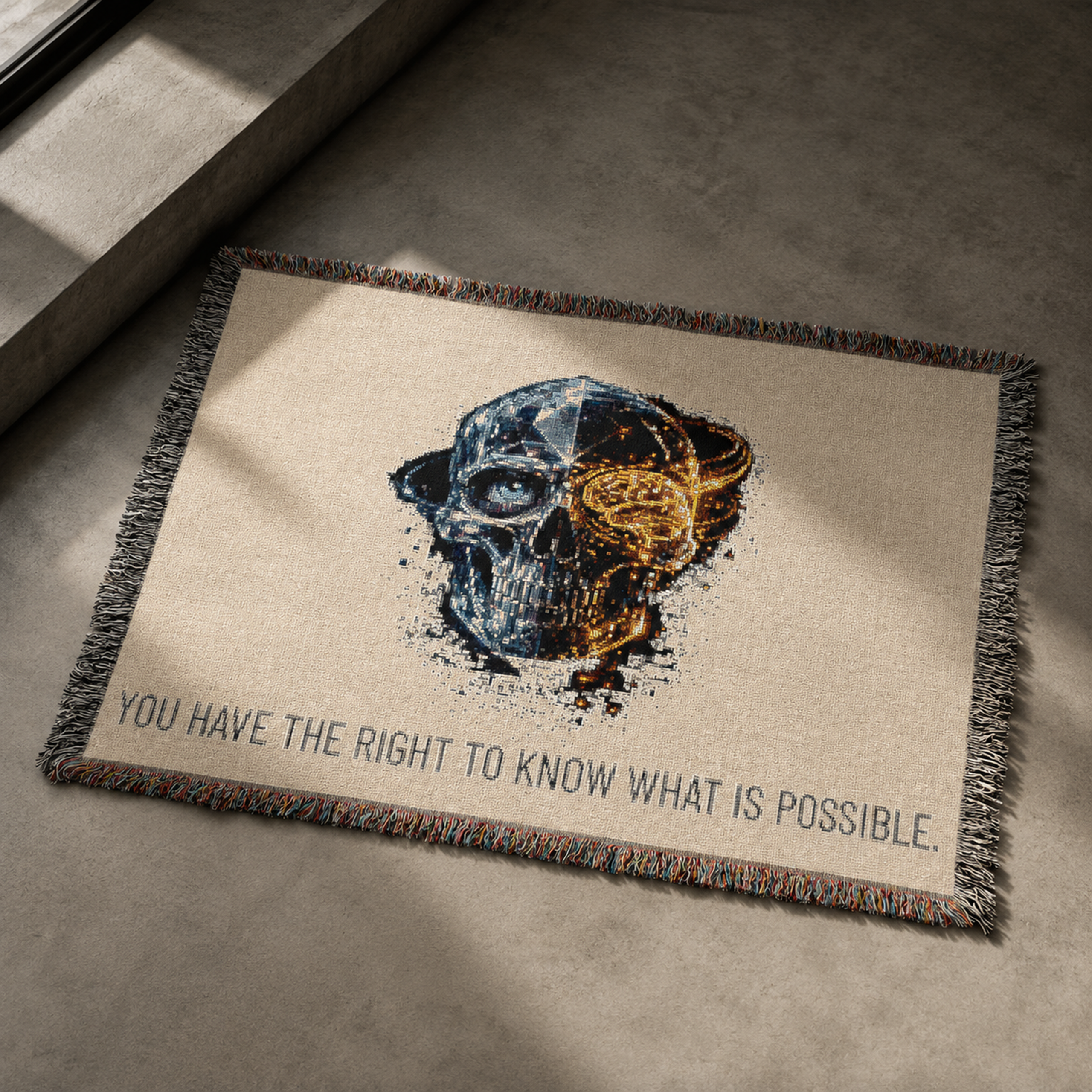 YHRK Woven Blanket — You Have The Right To Know What Is Possible. · LVL4 · Skull LVL4