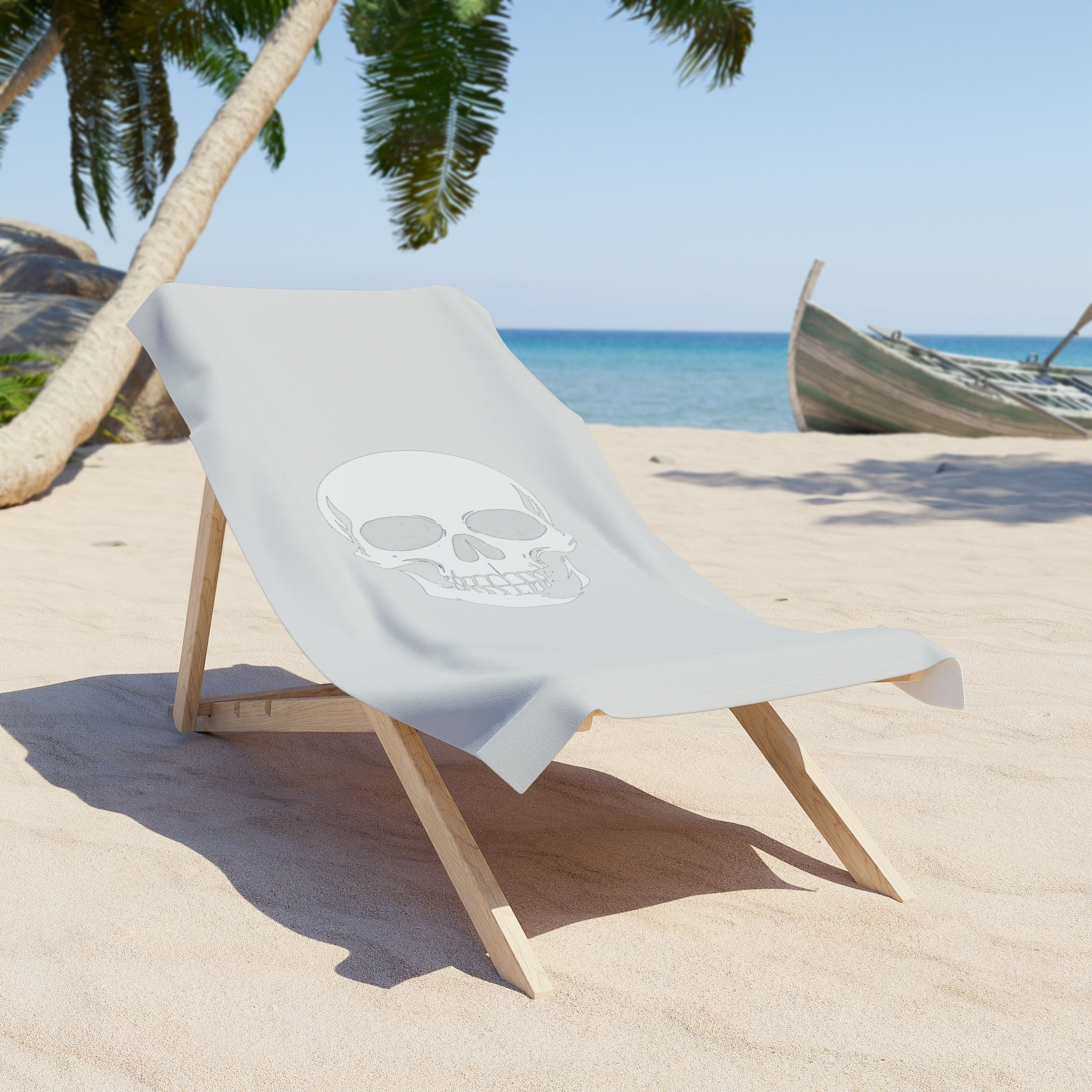Skull Beach Towel – Minimal White - Image 3