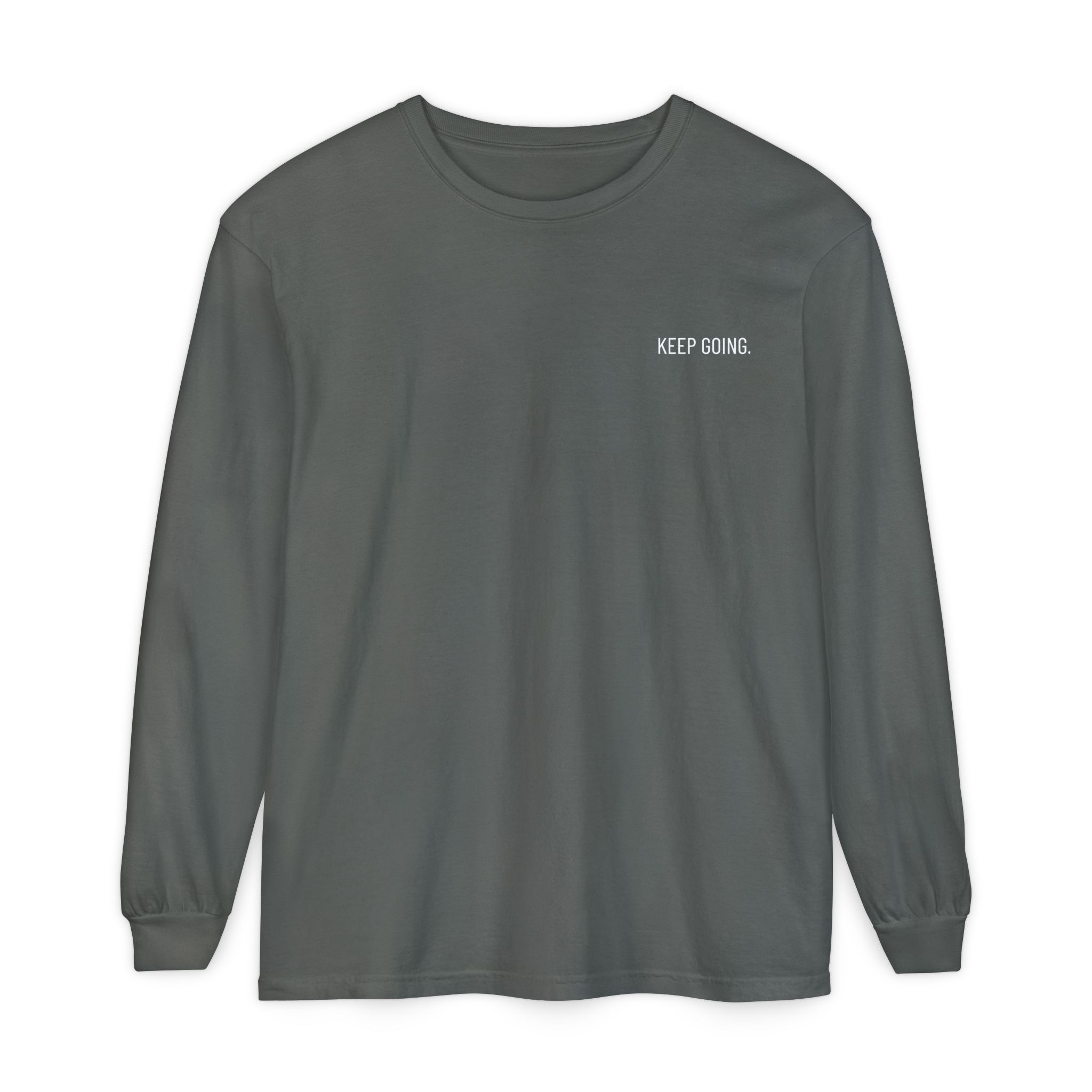 Skull Graphic Long Sleeve Tee — "Keep Going" Minimalist Motivation - Image 4