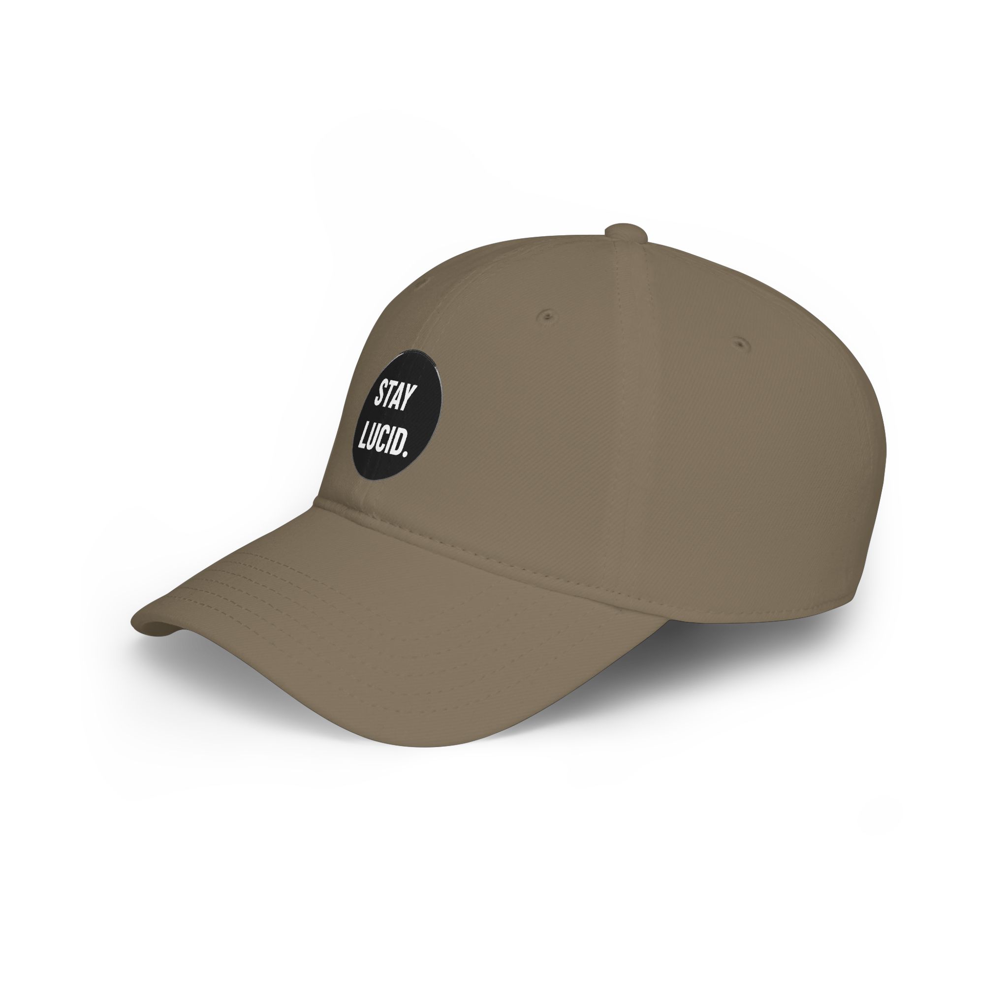 Stay Lucid Baseball Cap – Low Profile Red Hat with Retro Circle Text - Image 4