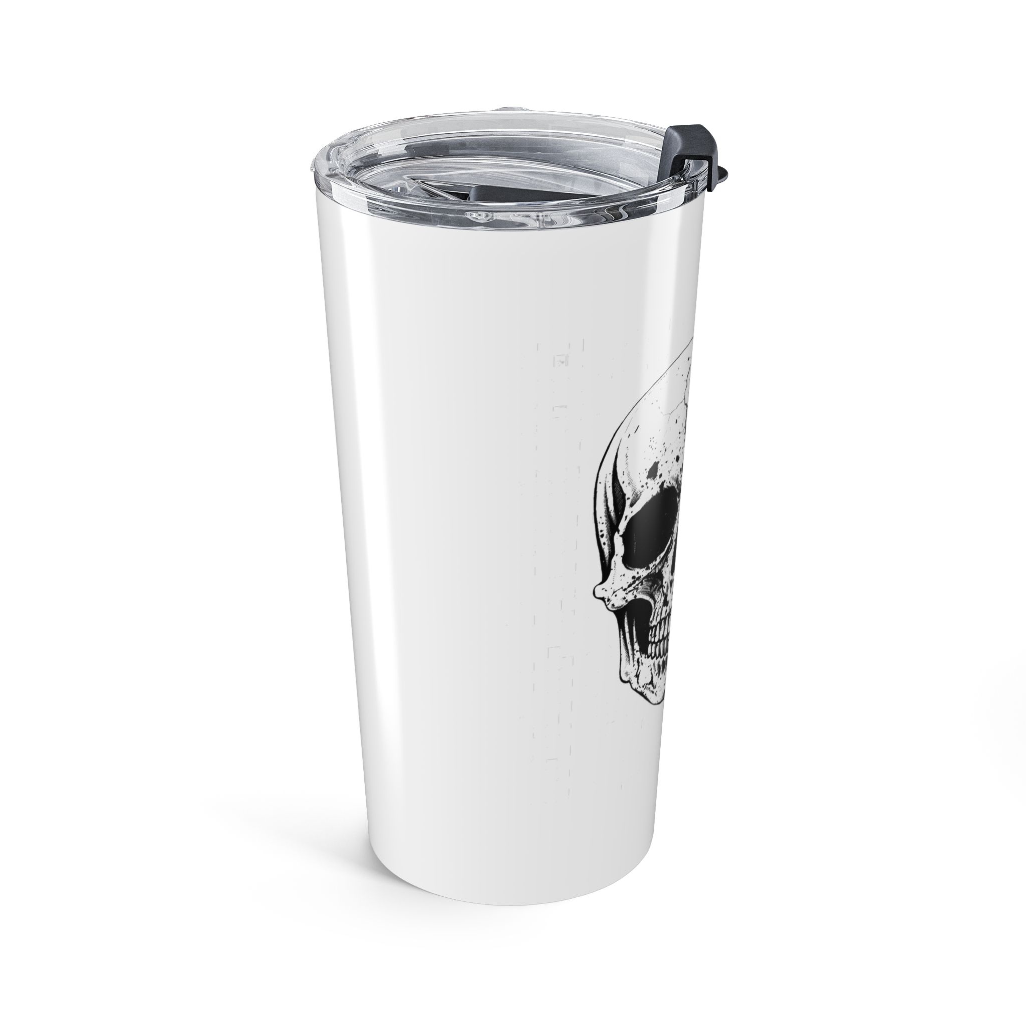 20oz Skull Tumbler — Black Splatter Skull Stainless Steel Travel Cup - Image 4