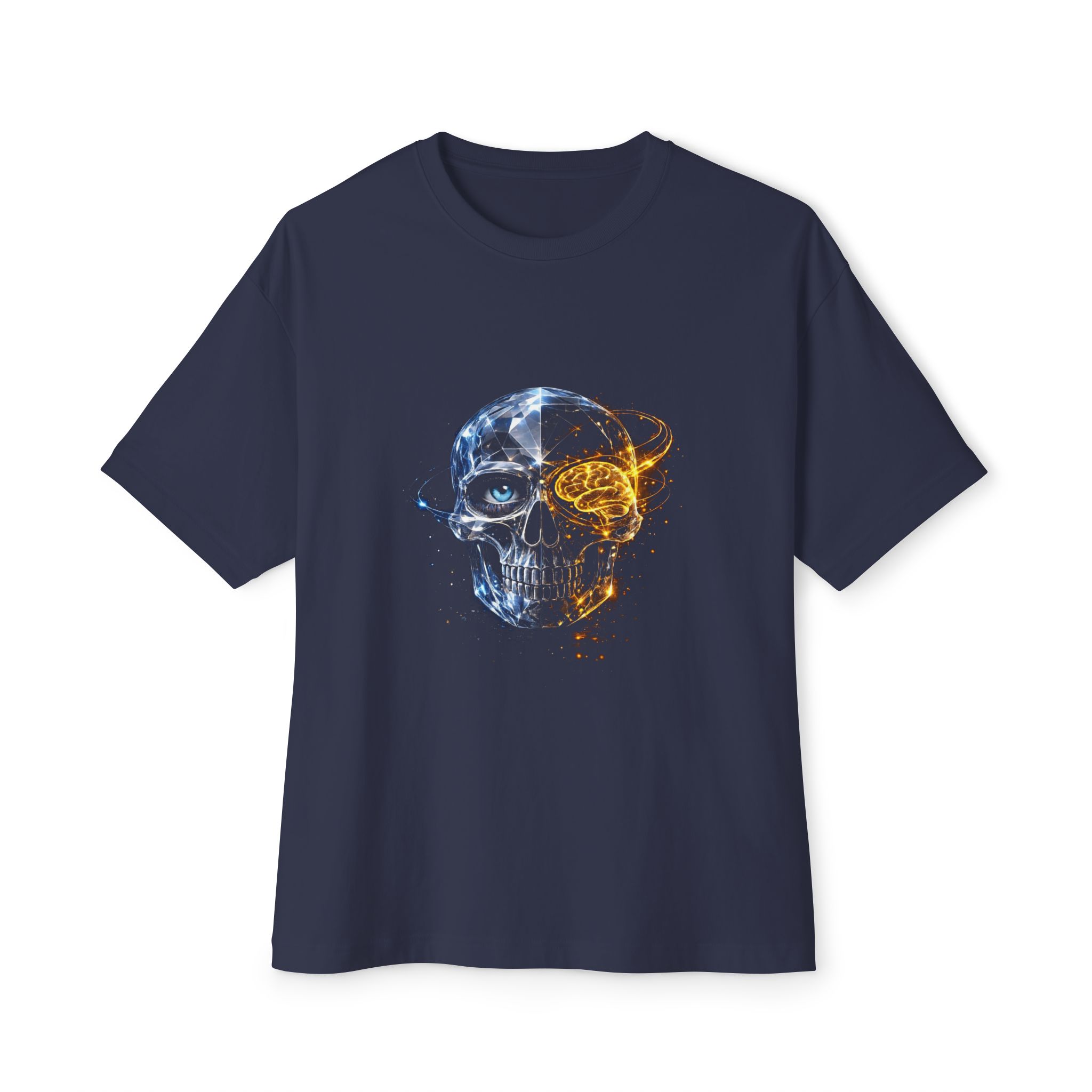 Skull Brain Split Tee — Neon Cyberpunk Skull Graphic T-Shirt - Image 4
