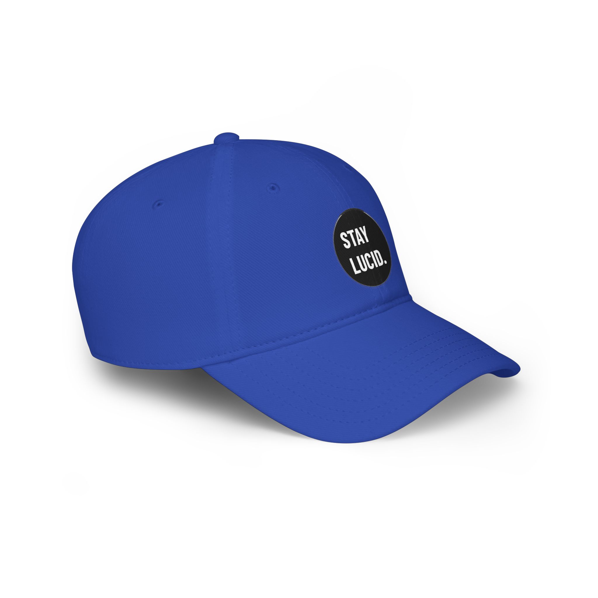 Stay Lucid Baseball Cap – Low Profile Red Hat with Retro Circle Text - Image 17