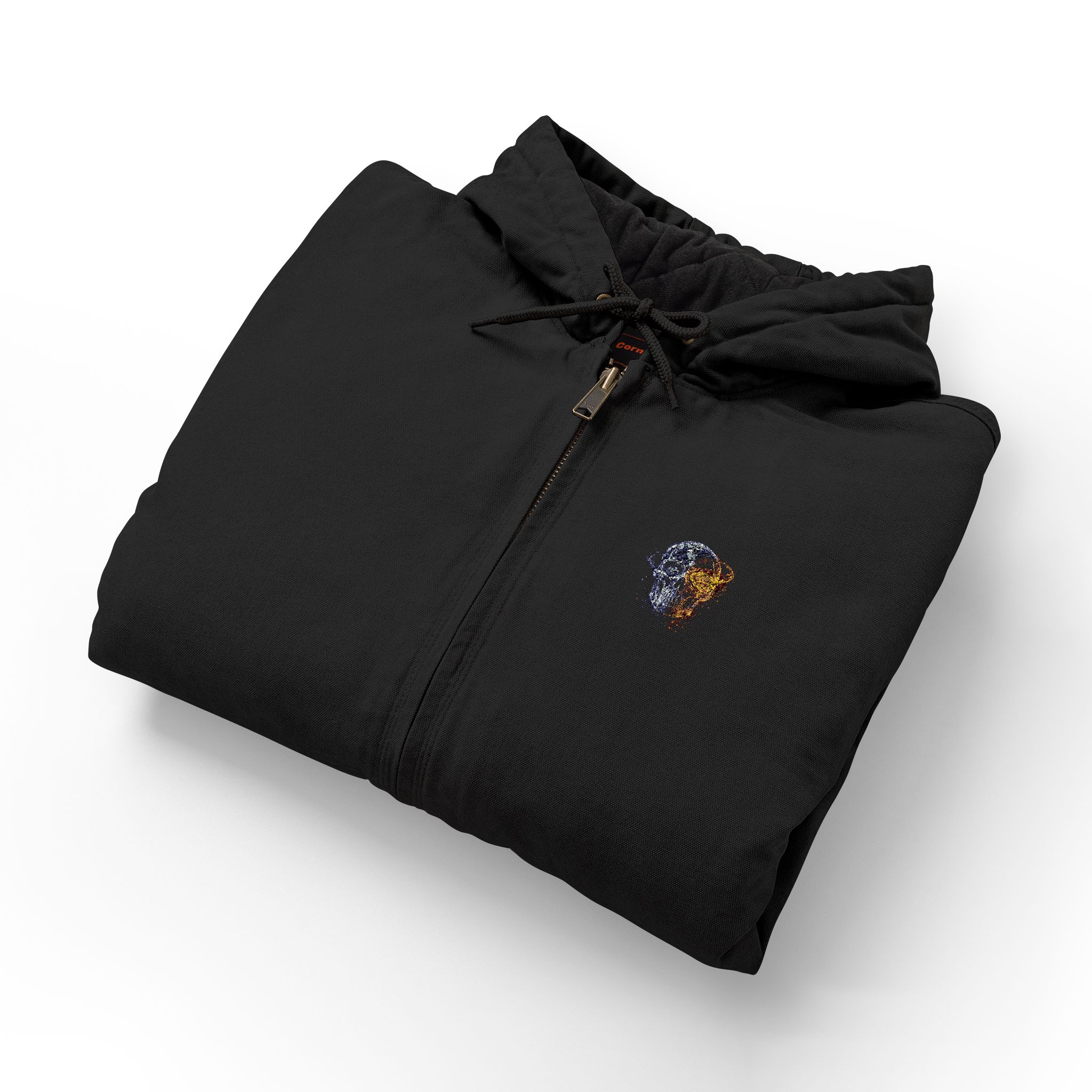 Embroidered Work Hooded Jacket — Small Chest Camo Skull Logo - Image 4