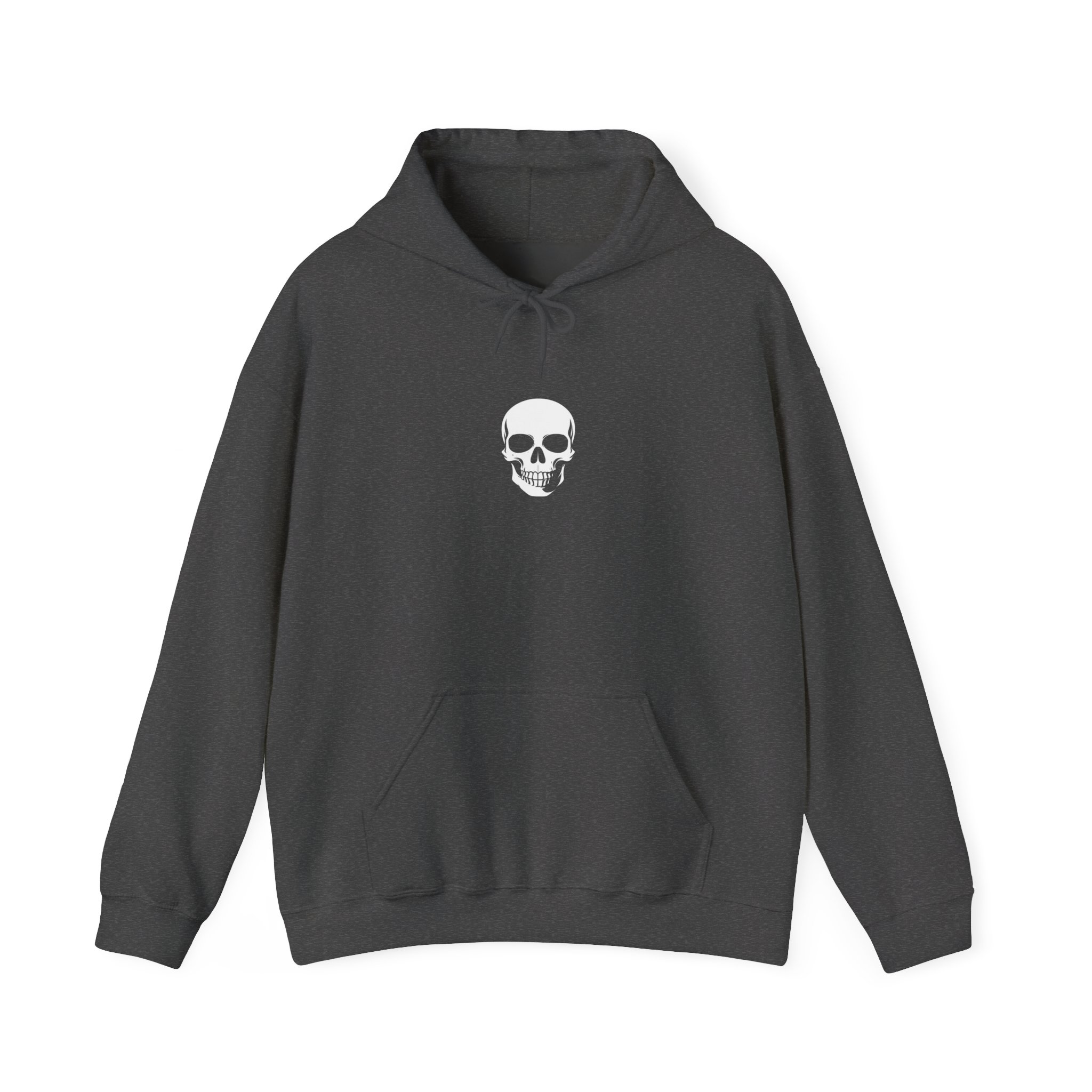 Minimal Skull Hoodie — Subtle White Skull Chest Design - Image 30