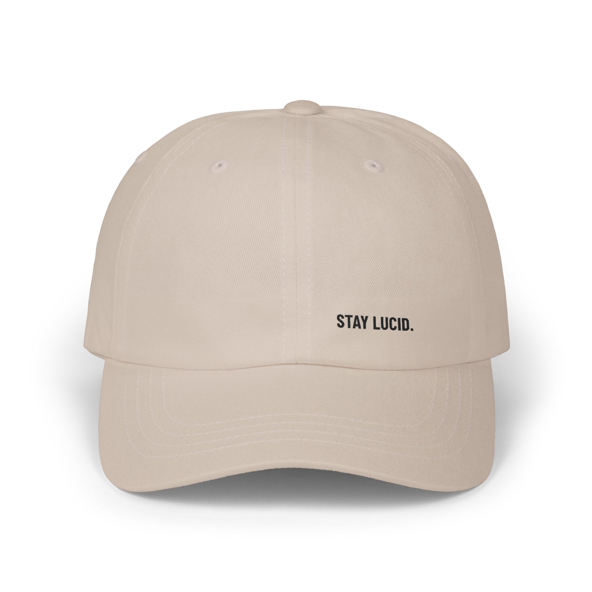 Stay Lucid Dad Cap — Minimal Embroidered White Baseball Hat - Image 5