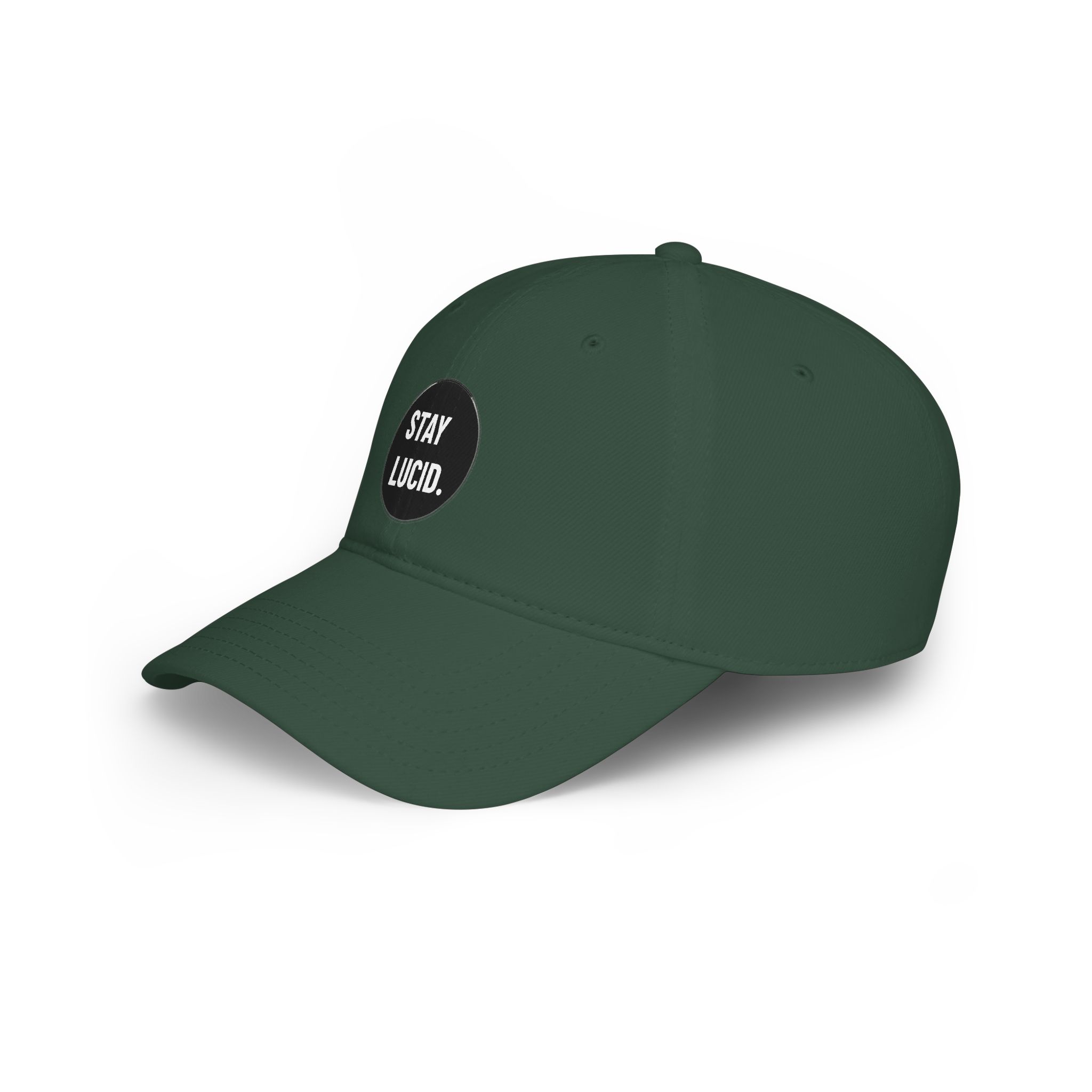 Stay Lucid Baseball Cap – Low Profile Red Hat with Retro Circle Text - Image 12
