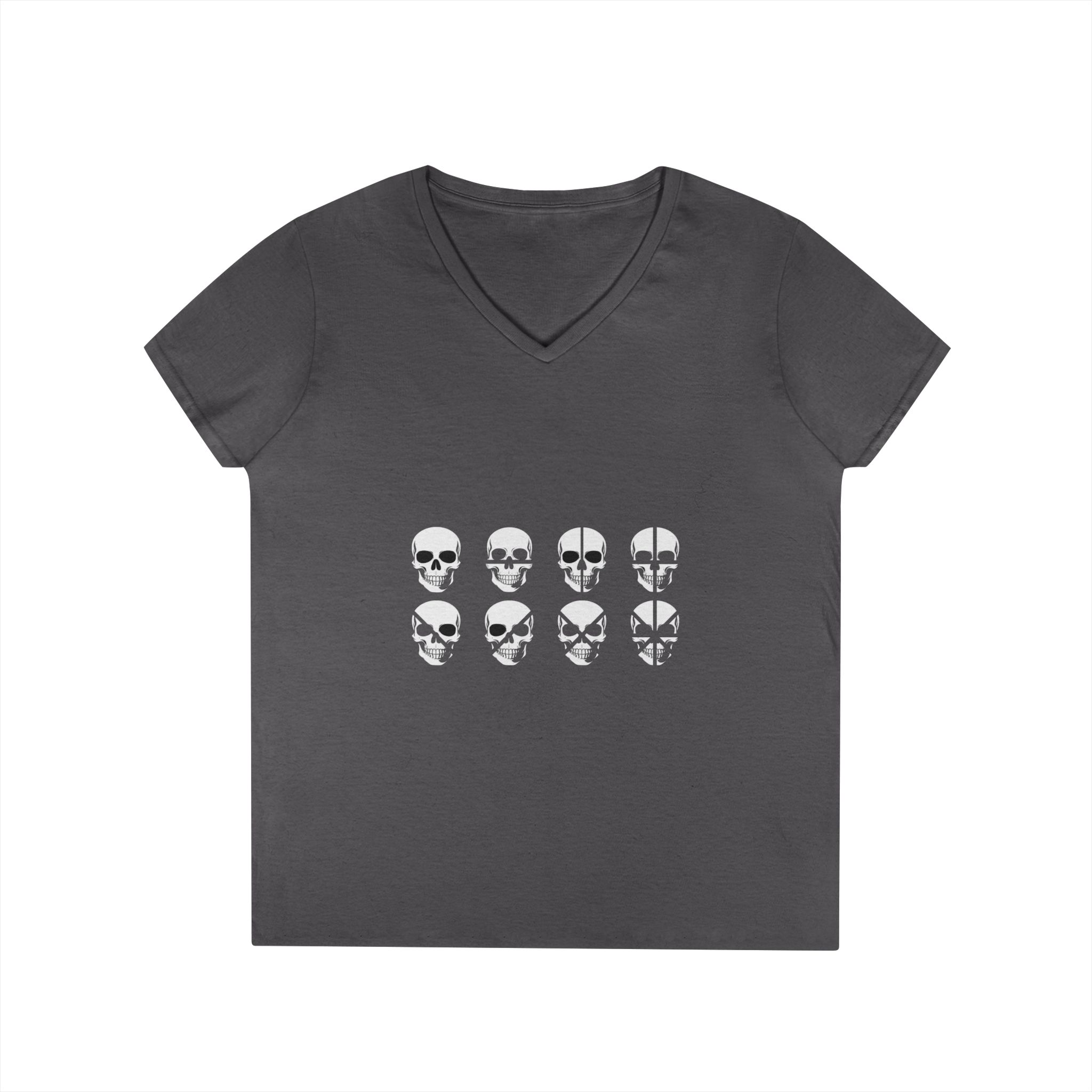 V-Neck T-Shirt — Minimalist Skull - Image 4