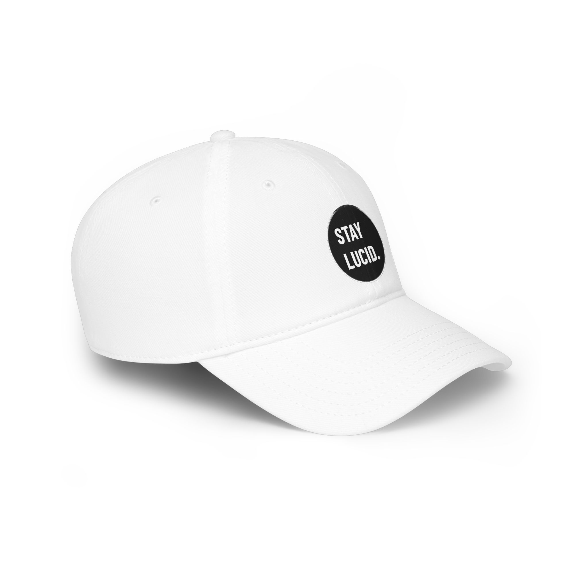 Stay Lucid Baseball Cap – Low Profile Red Hat with Retro Circle Text - Image 25