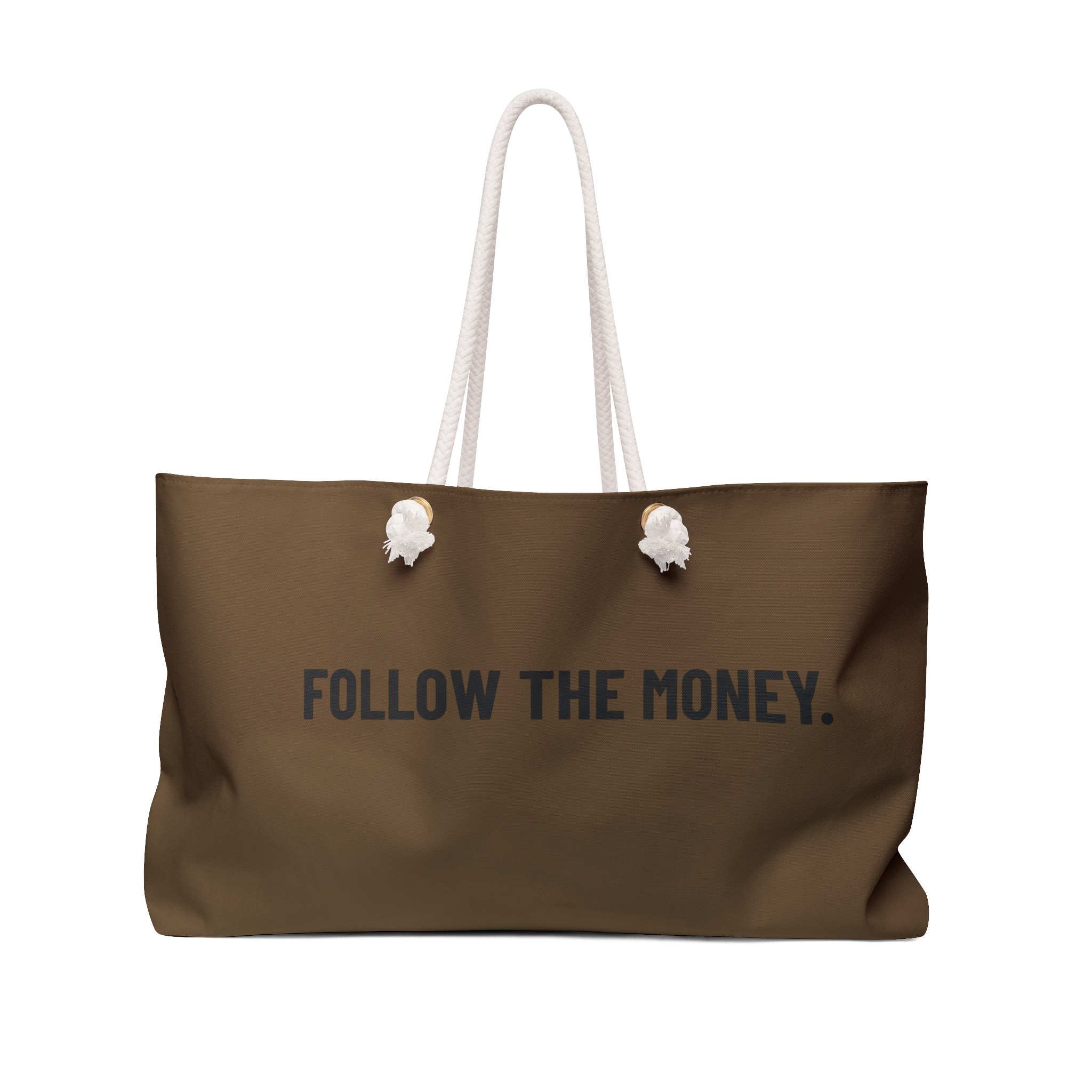 Follow The Money Weekender Bag — Brown Canvas Travel Tote - Image 2