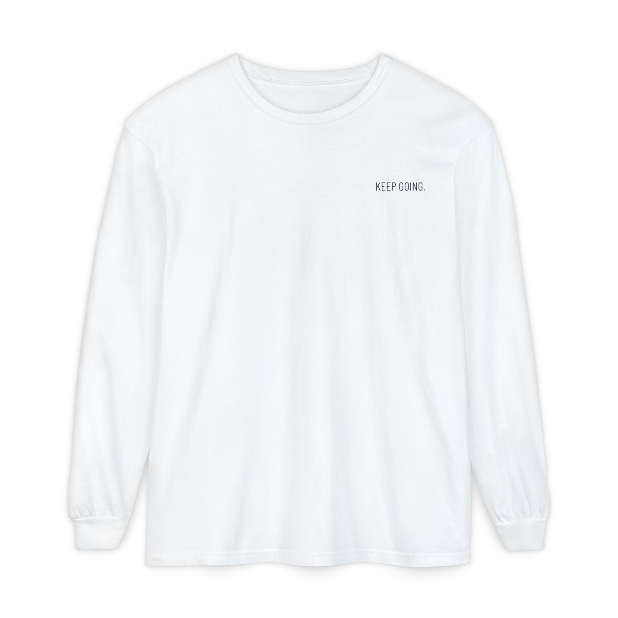 Keep Going Long Sleeve Tee — Minimal Skull Graphic - Image 2