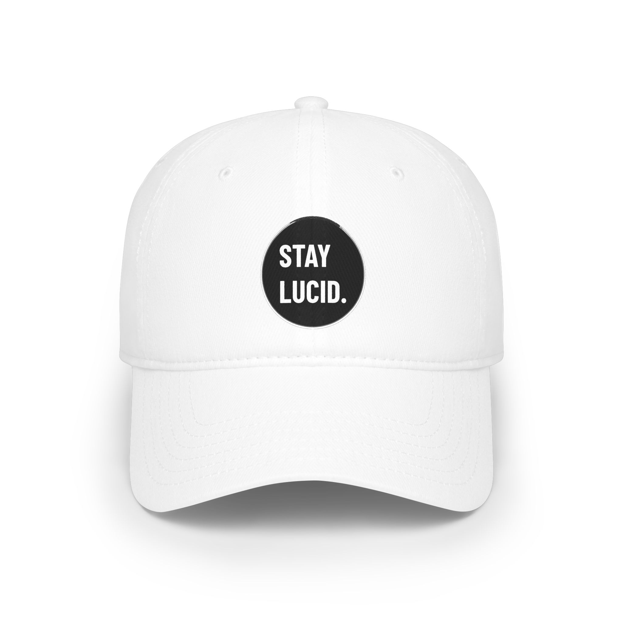 Stay Lucid Baseball Cap – Low Profile Red Hat with Retro Circle Text - Image 22