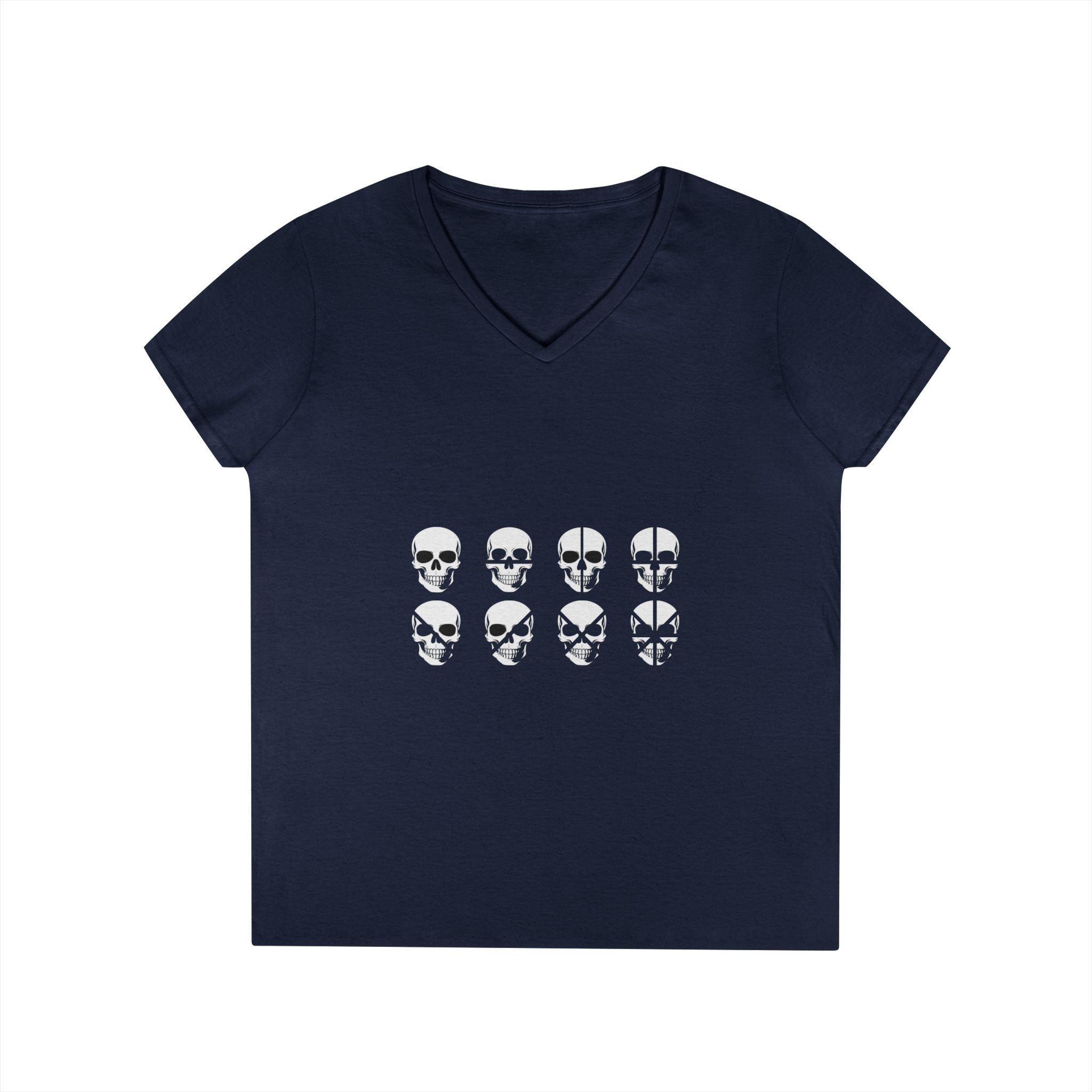 V-Neck T-Shirt — Minimalist Skull - Image 6