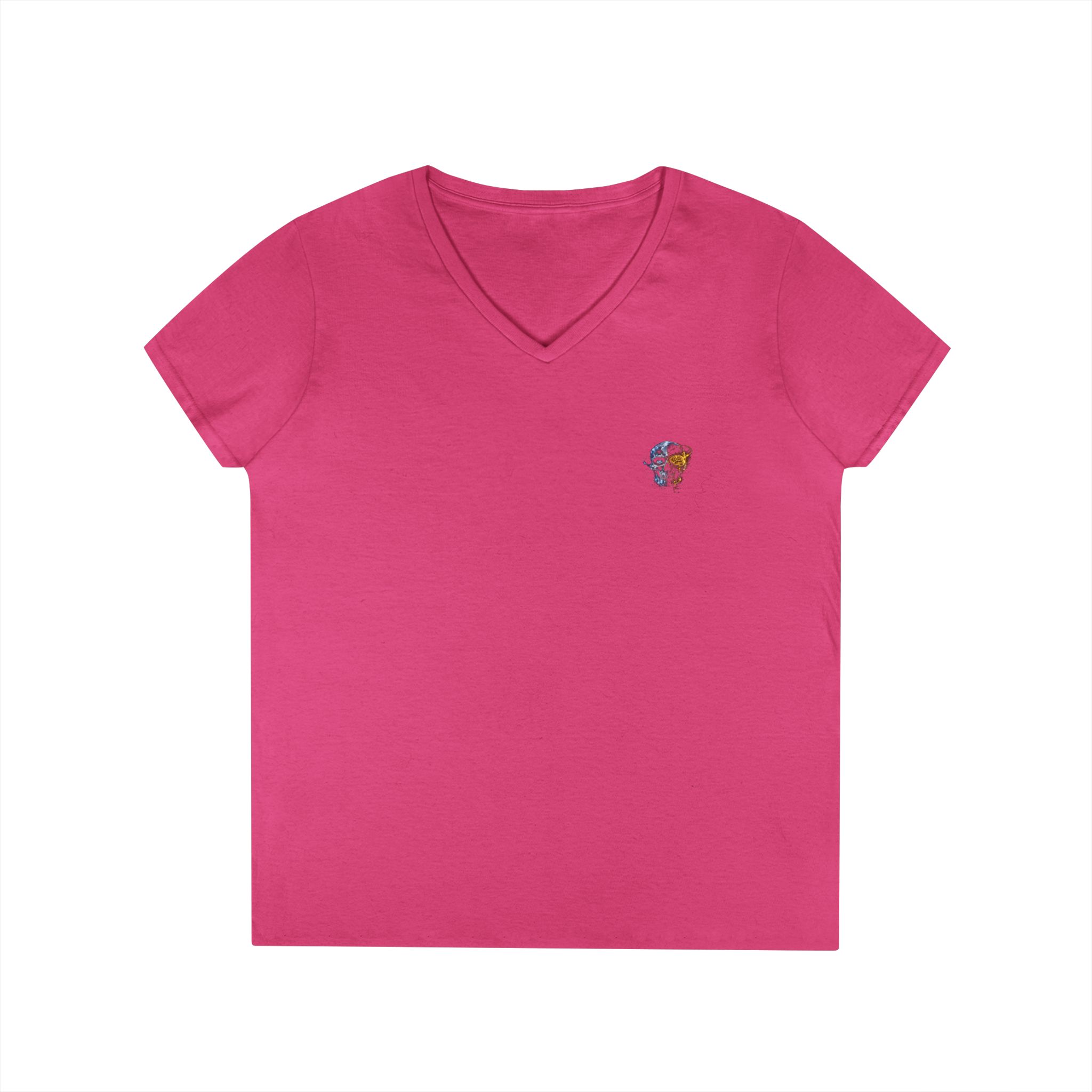 Mini Floral Skull V-Neck Tee — Women's Casual Graphic T-Shirt - Image 38