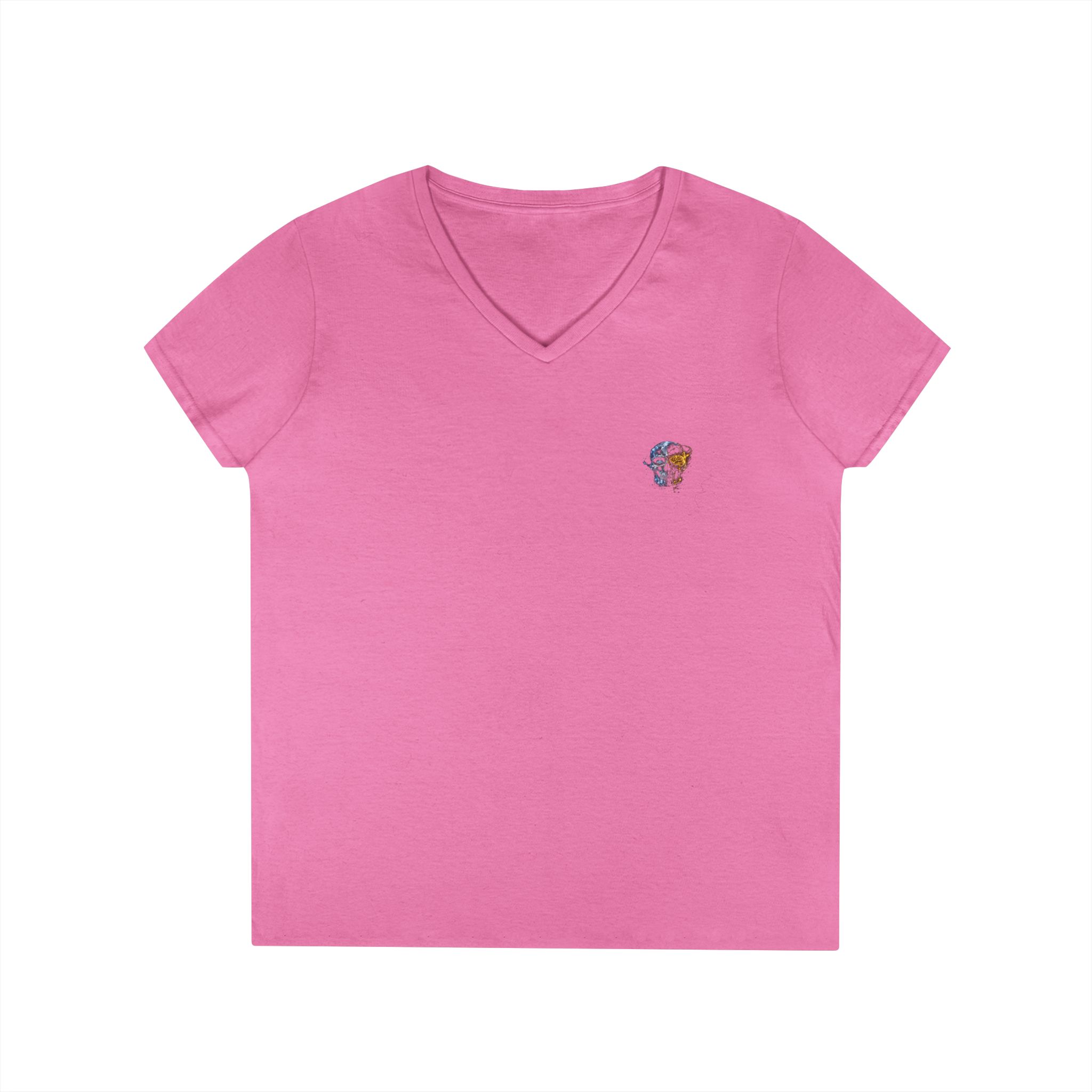 Mini Floral Skull V-Neck Tee — Women's Casual Graphic T-Shirt - Image 35