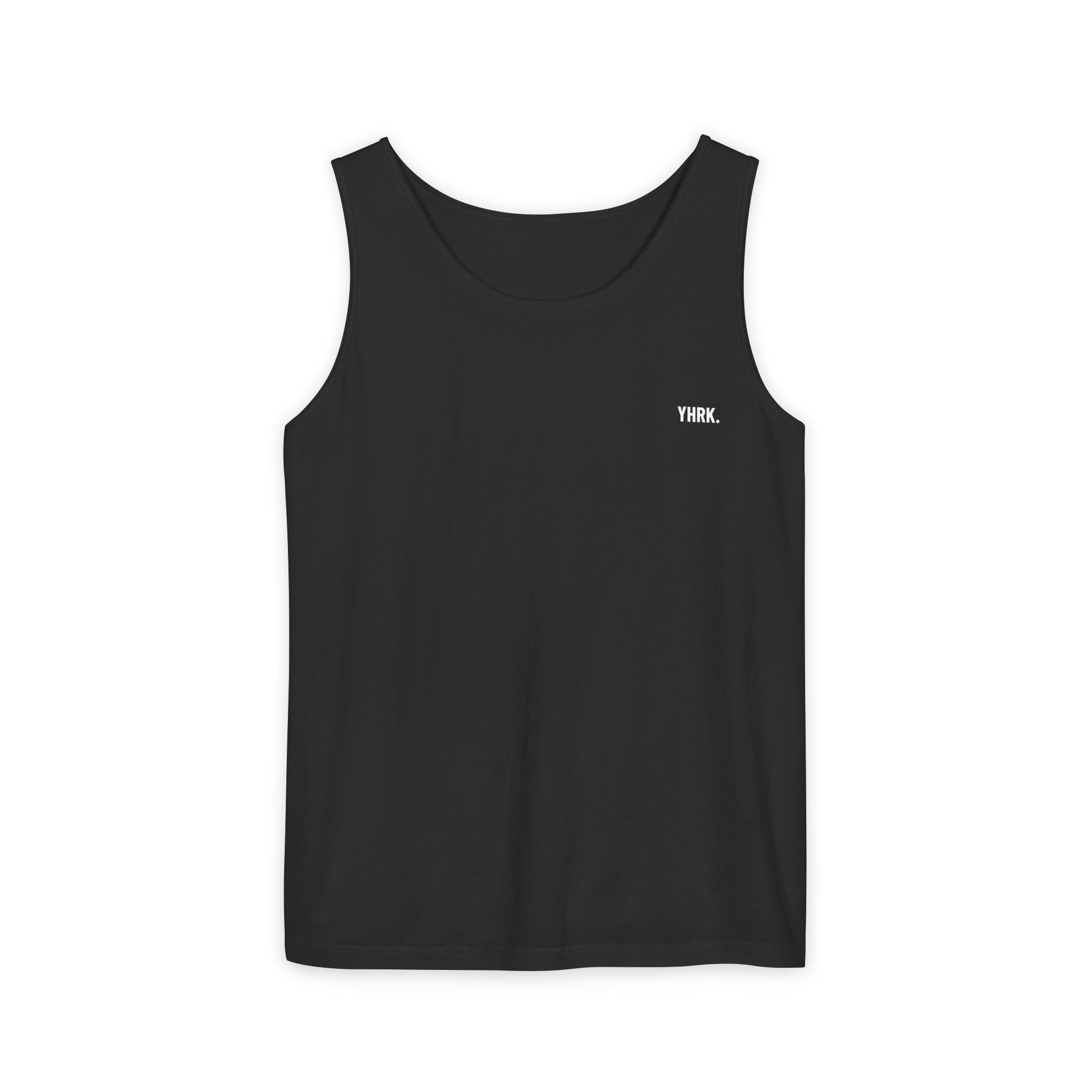 Think. Minimalist Black Tank Top — Small Chest Text Graphic - Image 2