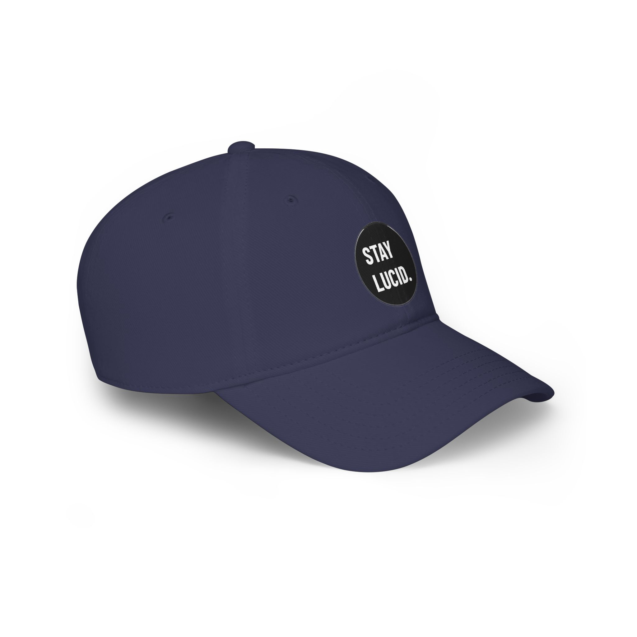 Stay Lucid Baseball Cap – Low Profile Red Hat with Retro Circle Text - Image 21