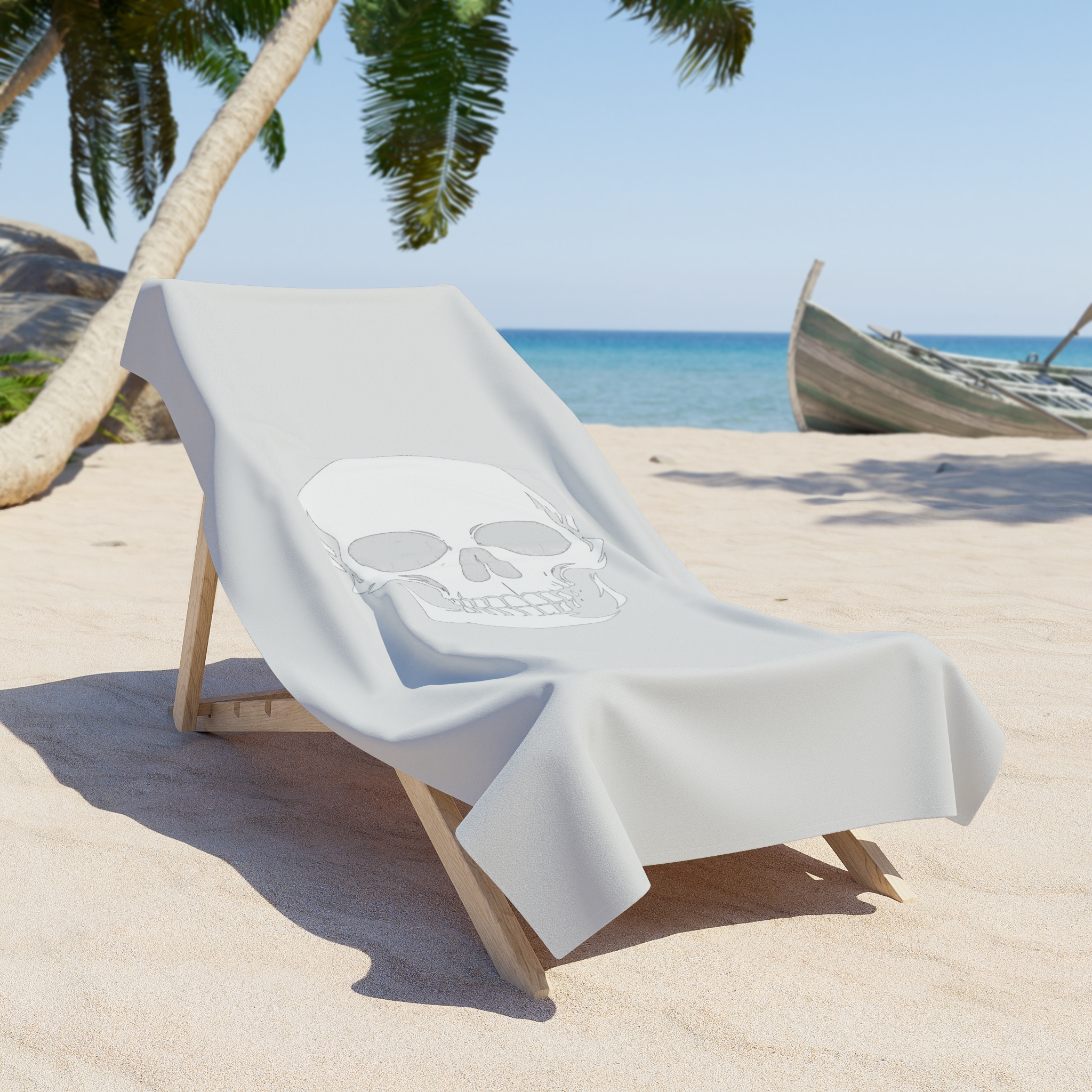 Skull Beach Towel – Minimal White - Image 5
