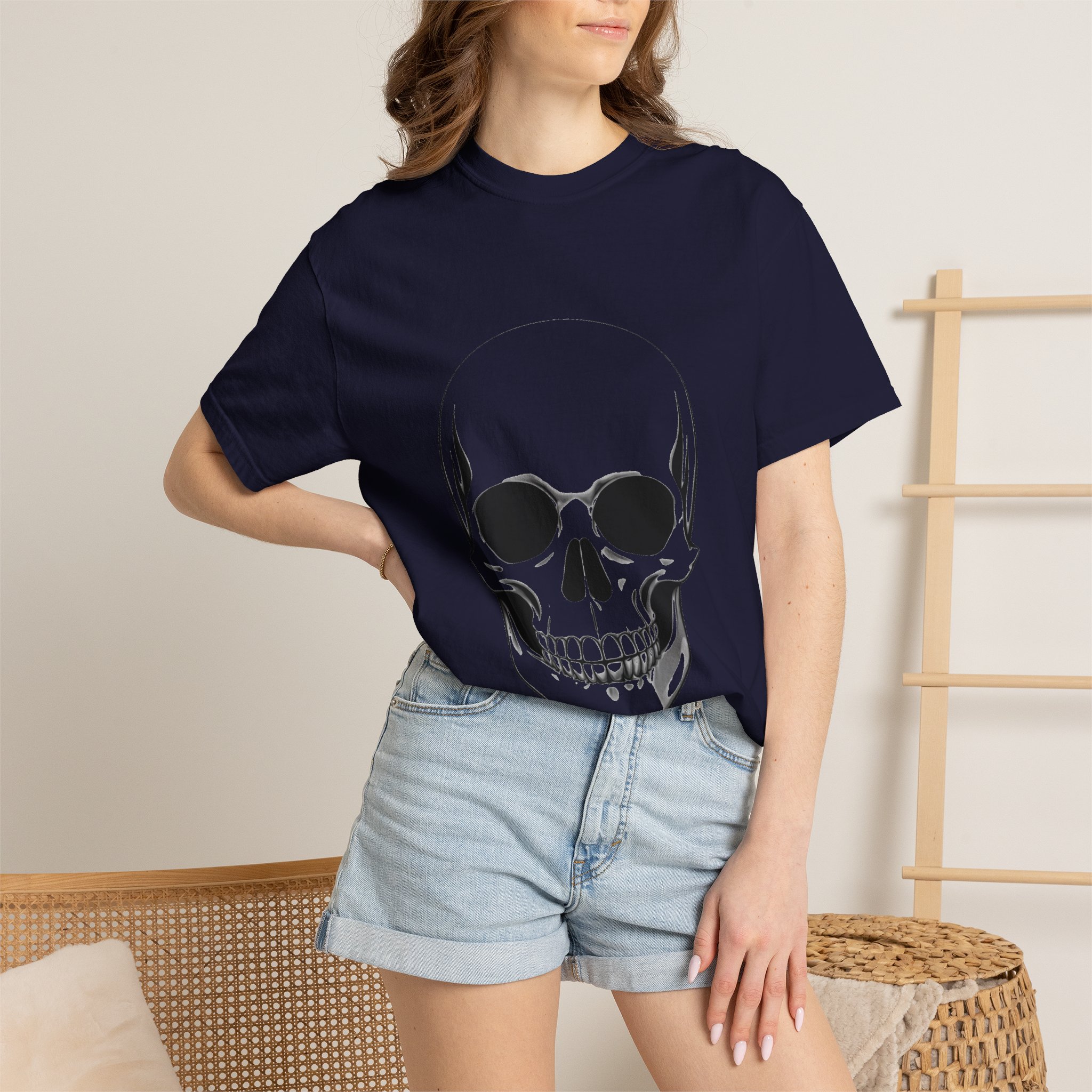 Sketched Skull Graphic T-Shirt — Dark Gothic Skull Tee - Image 9