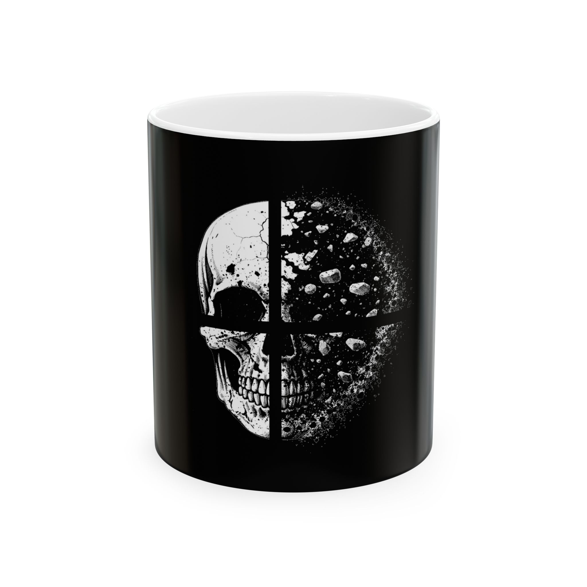 Skull Eclipse Ceramic Mug — Half Skull, Half Moon Gothic Coffee Cup (11oz/15oz) - Image 2