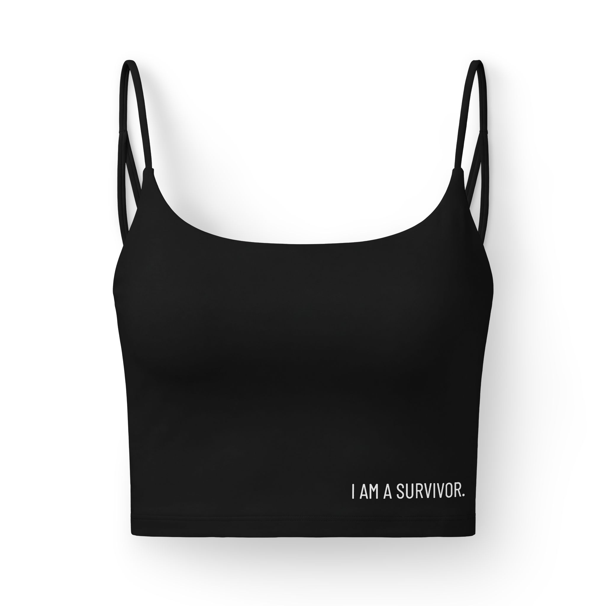 Survivor Luxe Bra — Women's Supportive Crop with “I AM A SURVIVOR” Text & Skull Accent - Image 2