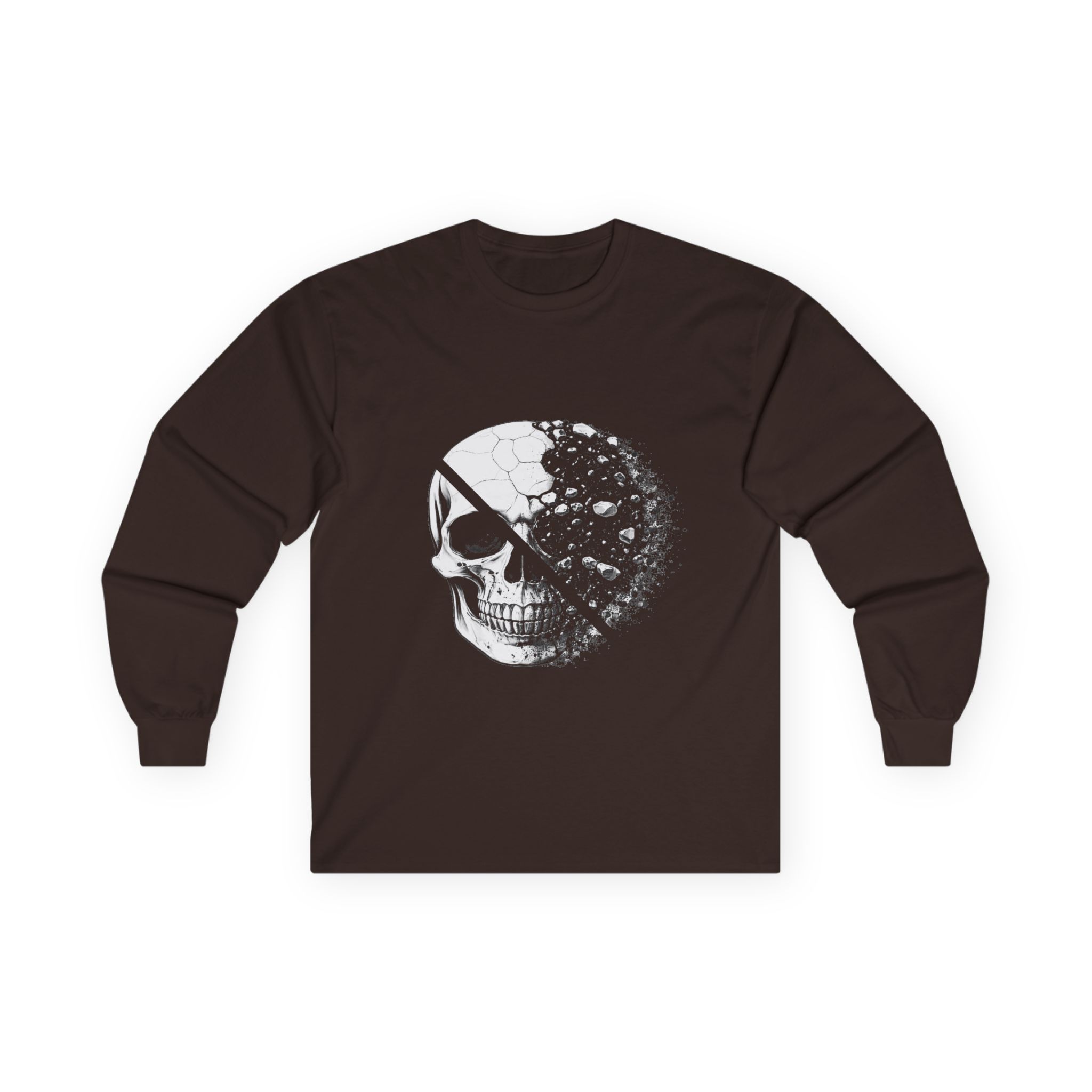 Skull Moon Long Sleeve Tee — Split Skull & Floral Moon Graphic - Image 20