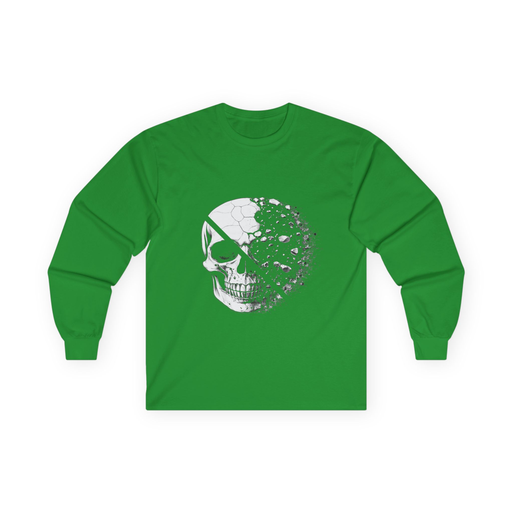 Skull Moon Long Sleeve Tee — Split Skull & Floral Moon Graphic - Image 29