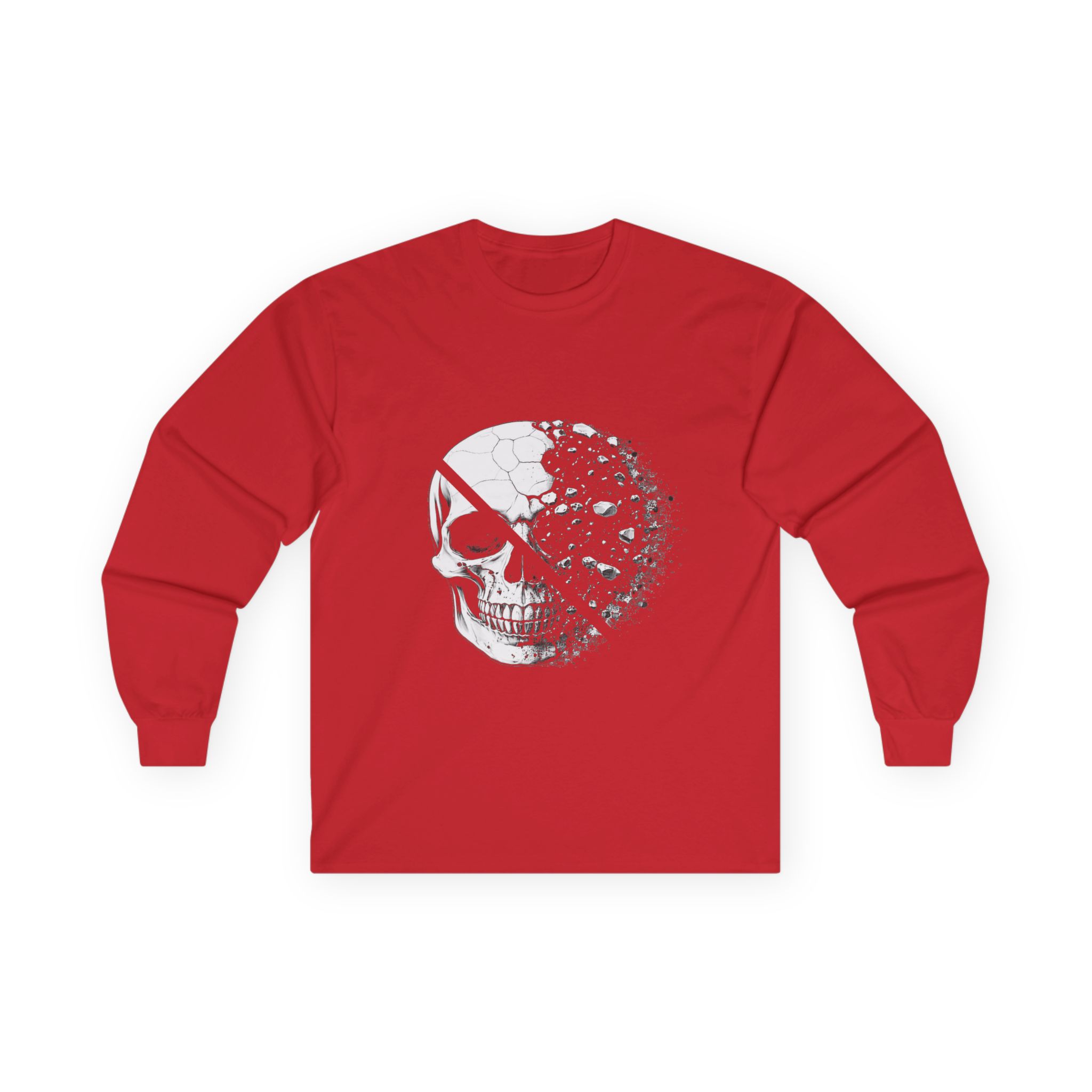 Skull Moon Long Sleeve Tee — Split Skull & Floral Moon Graphic - Image 47