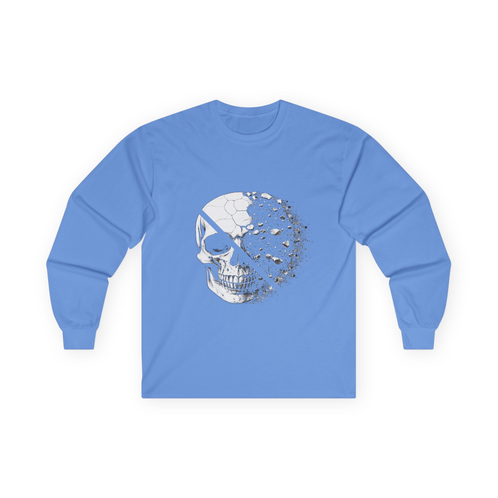 Skull Moon Long Sleeve Tee — Split Skull & Floral Moon Graphic - Image 38