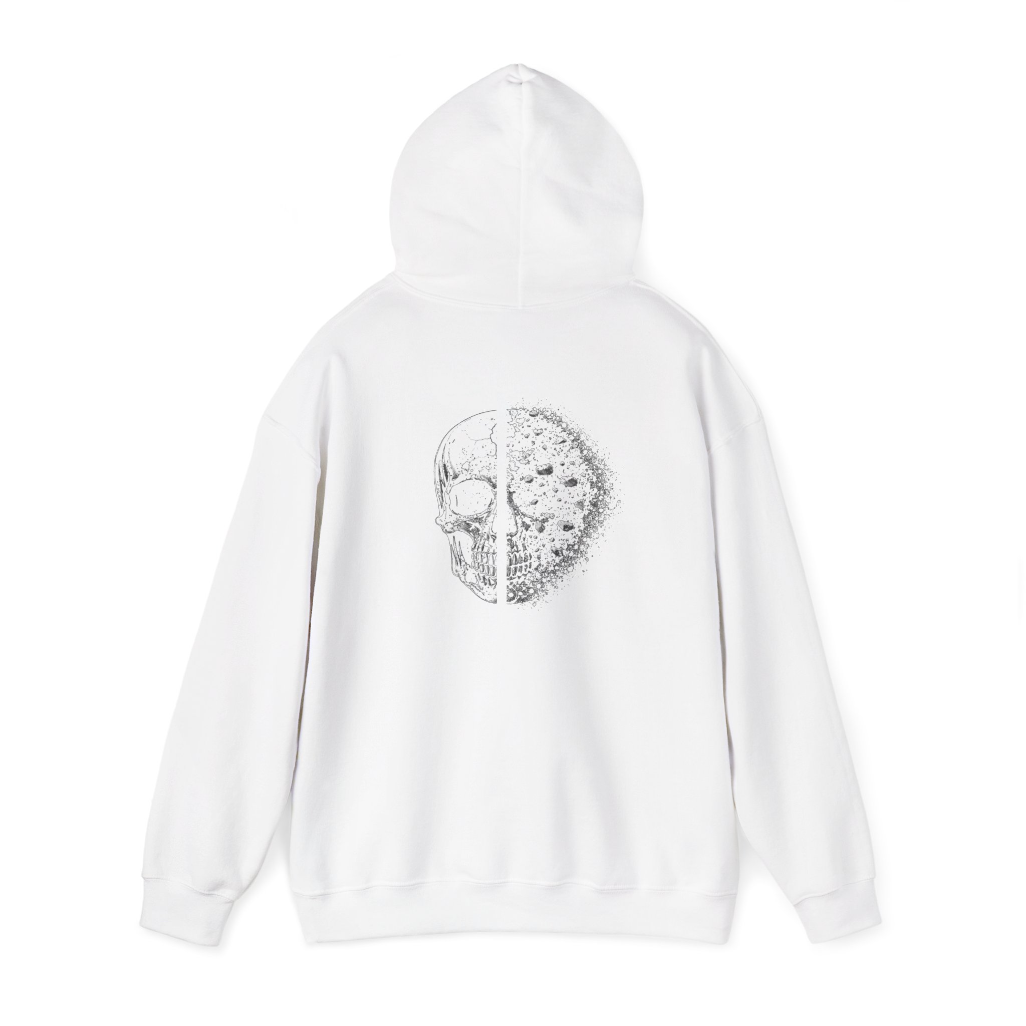 Skull Split Hoodie — YHRK. Minimal Front Logo, Detailed Back Skull Graphic - Image 4
