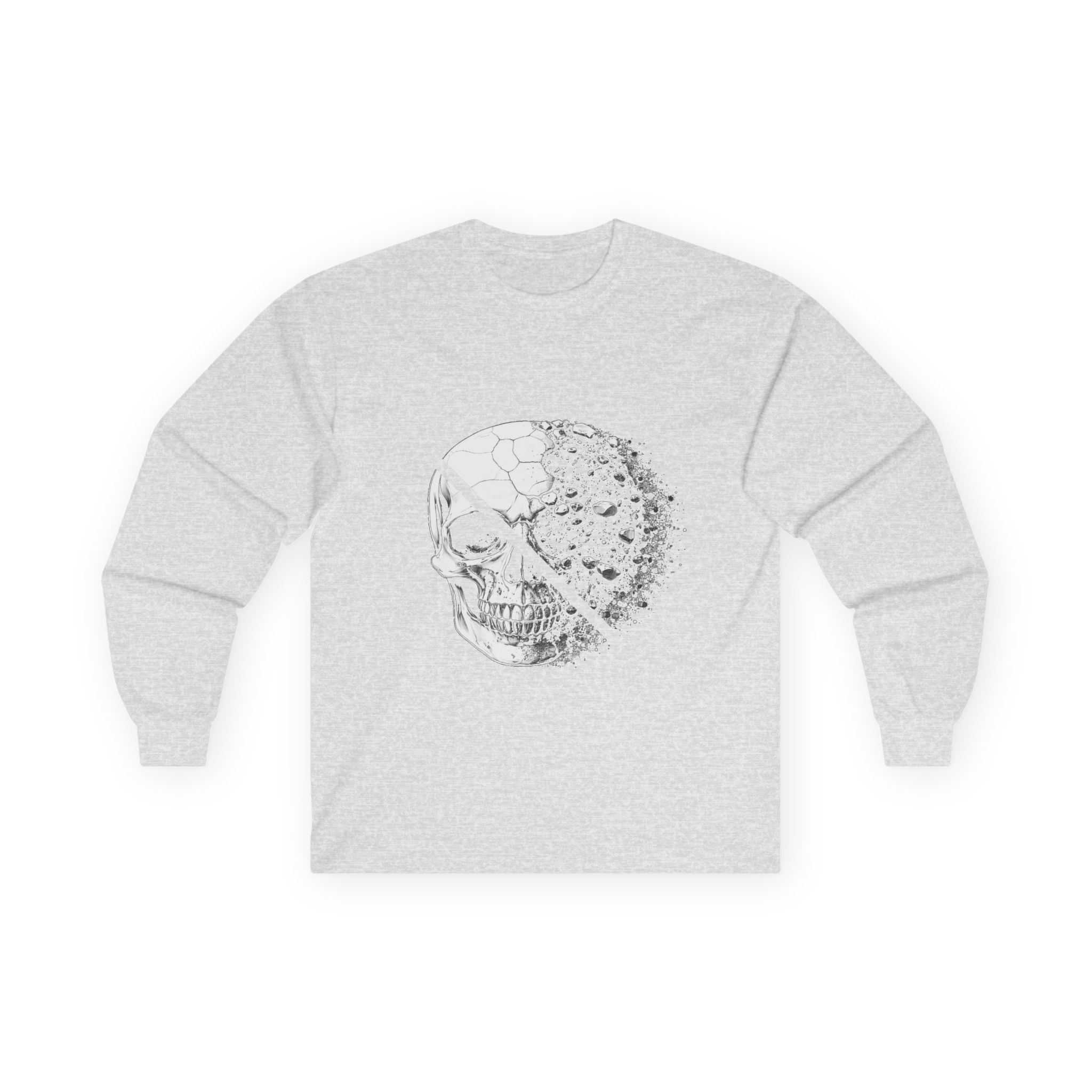 Skull Moon Long Sleeve Tee — Split Skull & Floral Moon Graphic - Image 5