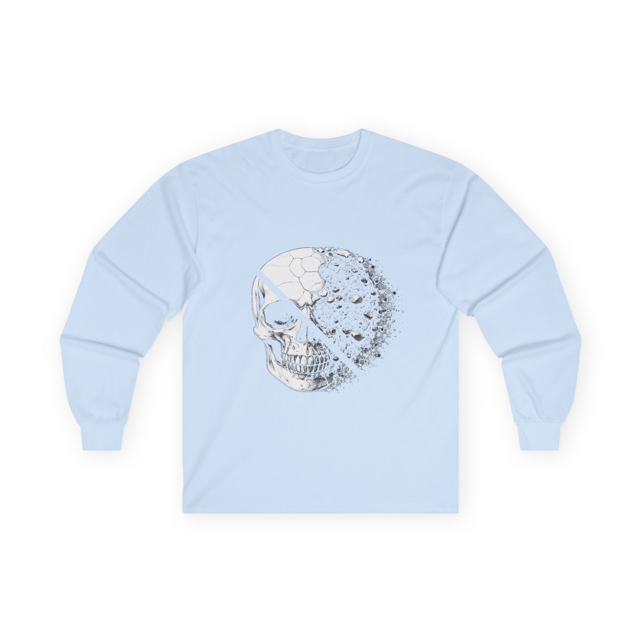 Skull Moon Long Sleeve Tee — Split Skull & Floral Moon Graphic - Image 35