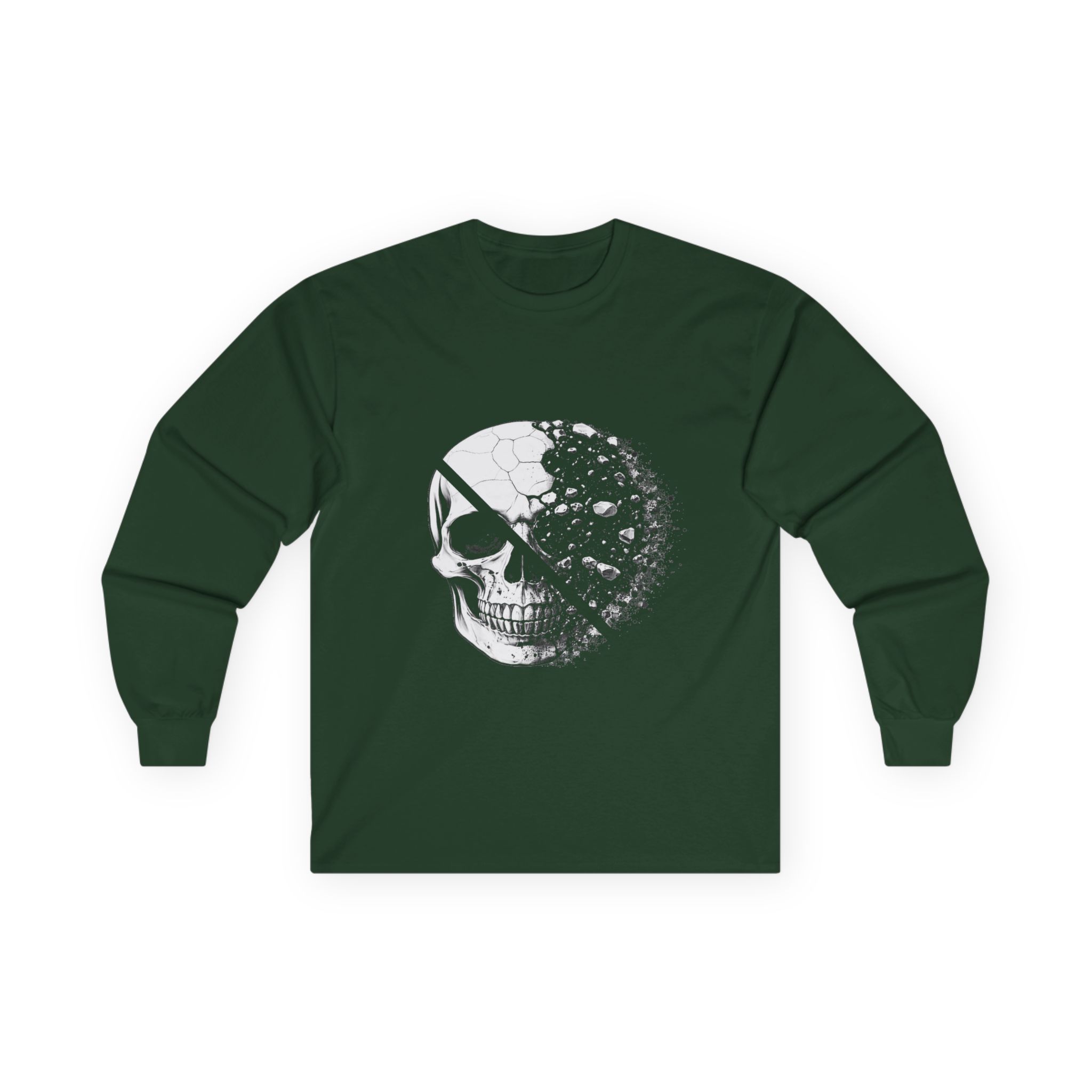 Skull Moon Long Sleeve Tee — Split Skull & Floral Moon Graphic - Image 26