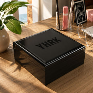 Personalized Black Gloss Jewelry Box — Elegant Keepsake Box for Rings & Necklaces