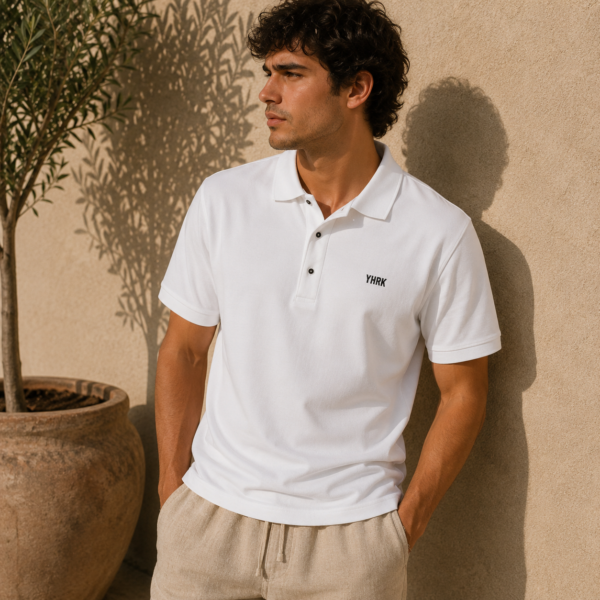 Minimalist Embroidered Polo Shirt – ‘YANK’ Chest Logo