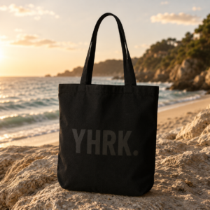 YHRK. Minimalist Black Canvas Tote Bag — Everyday Reusable Shopper