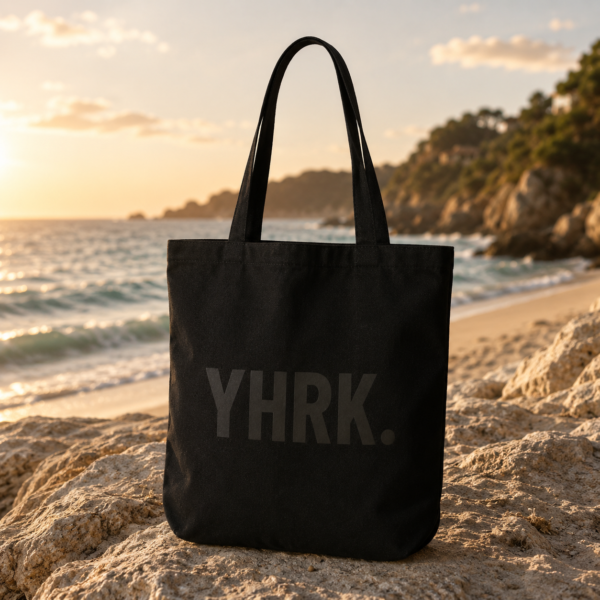 YHRK. Minimalist Black Canvas Tote Bag
