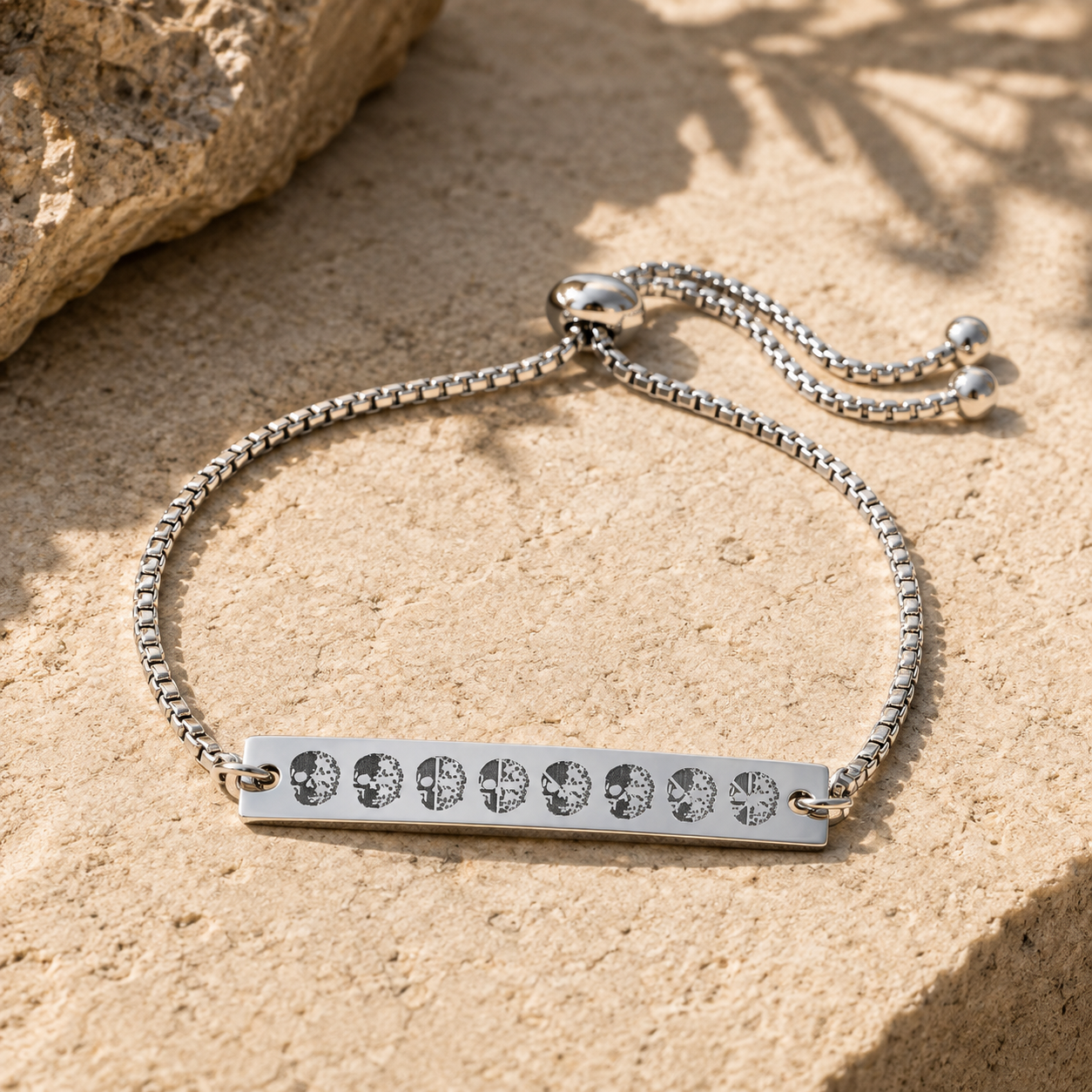 Engravable Adjustable Flat Bar Bracelet — Personalized Name & Date Jewelry