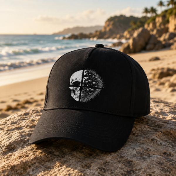 Skull Frame Cap – Split Skull Graphic Trucker Hat