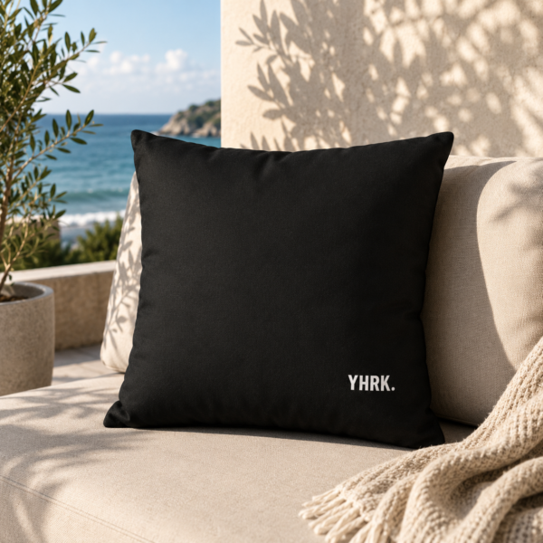 Minimal Black Square Pillowcase with YHRK Logo