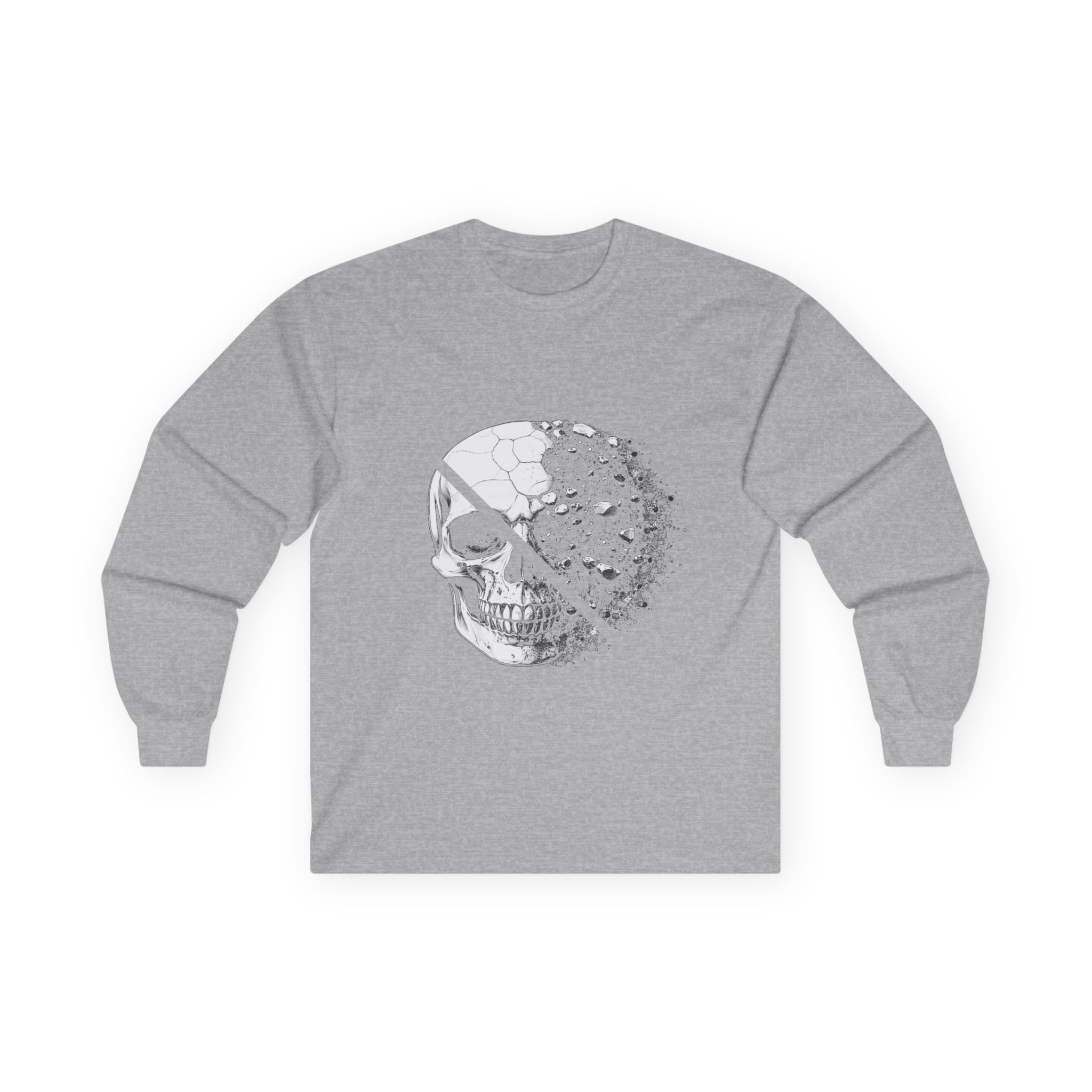 Skull Moon Long Sleeve Tee — Split Skull & Floral Moon Graphic - Image 11