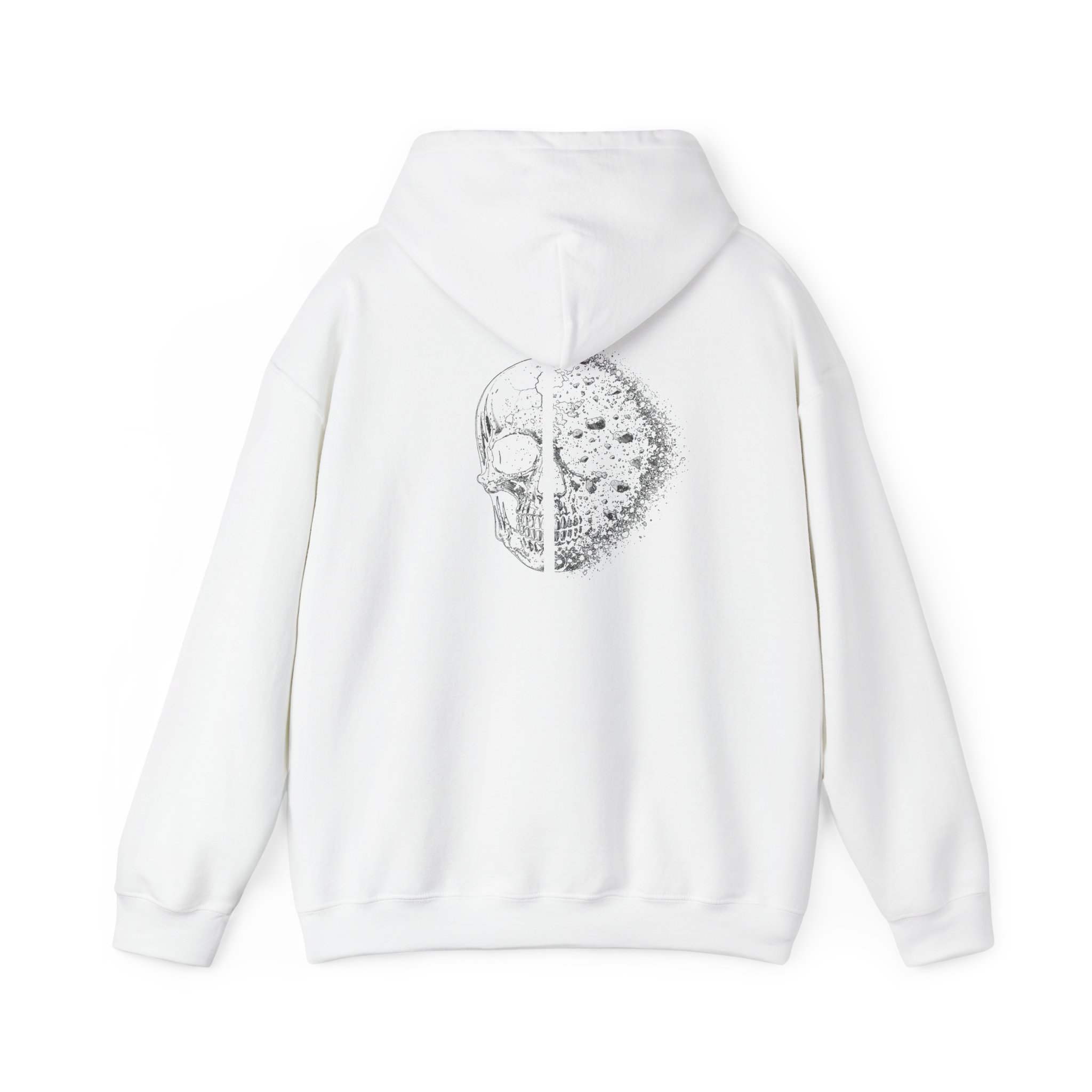 Skull Split Hoodie — YHRK. Minimal Front Logo, Detailed Back Skull Graphic - Image 3