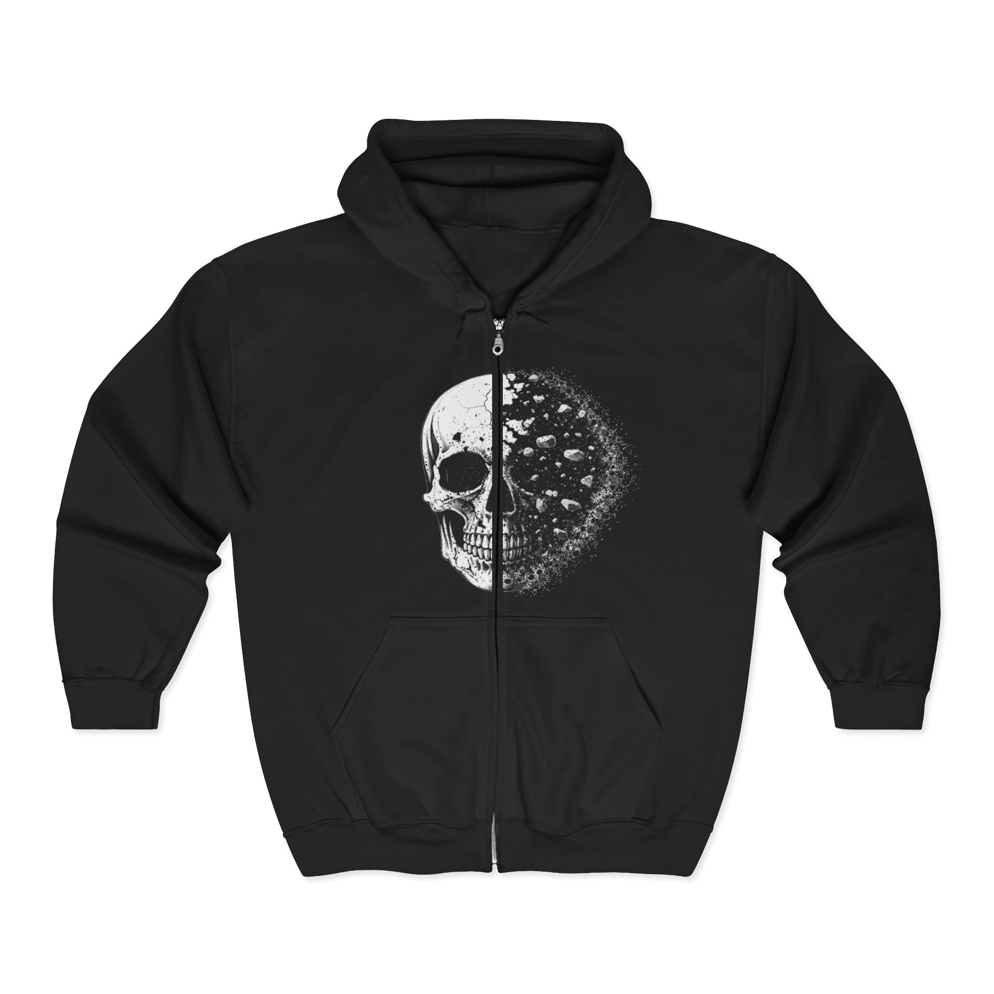 Skull Moon Zip Hoodie — Half Skull, Half Moon Gothic Zip-Up - Image 2
