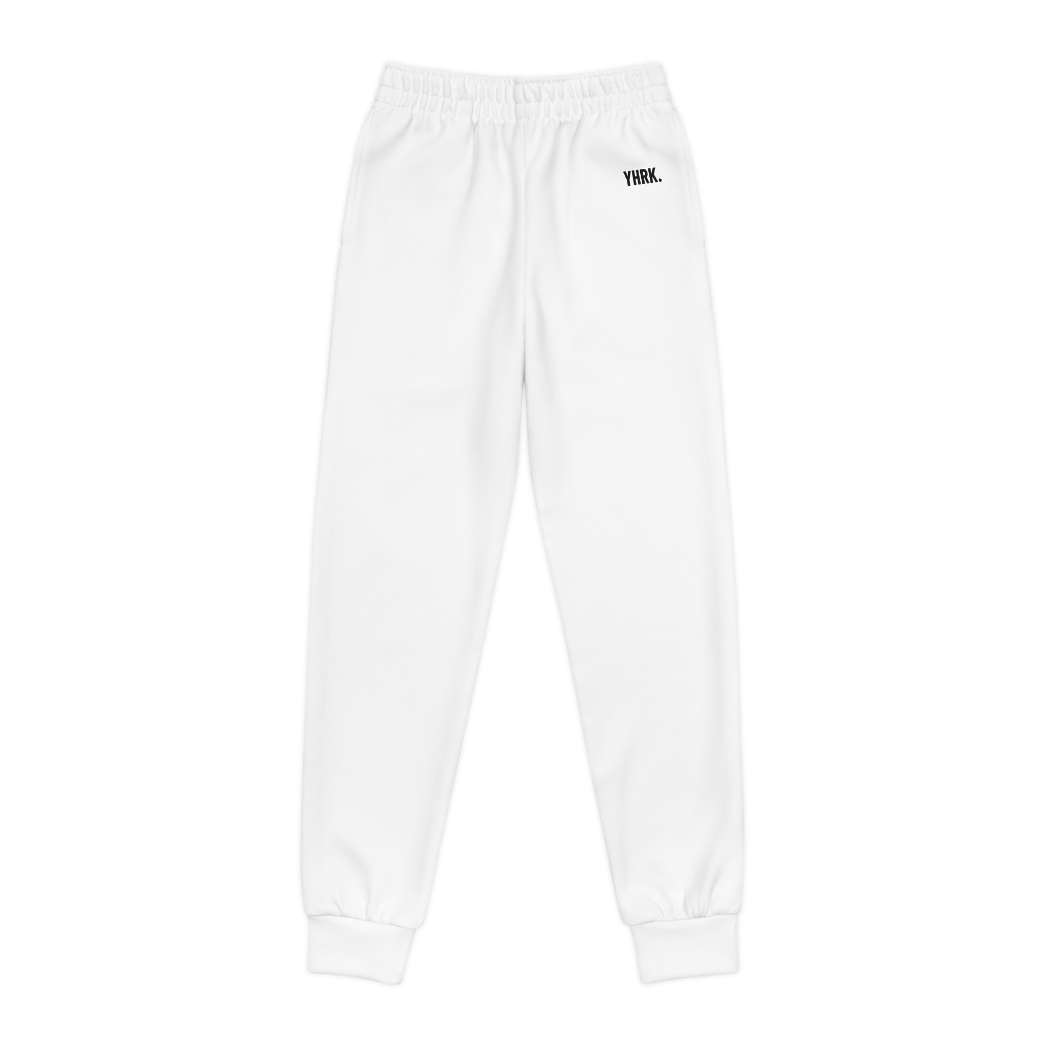 Youth Joggers — Minimal White Kids Sweatpants with Tiny 'THRL.' Logo - Image 2