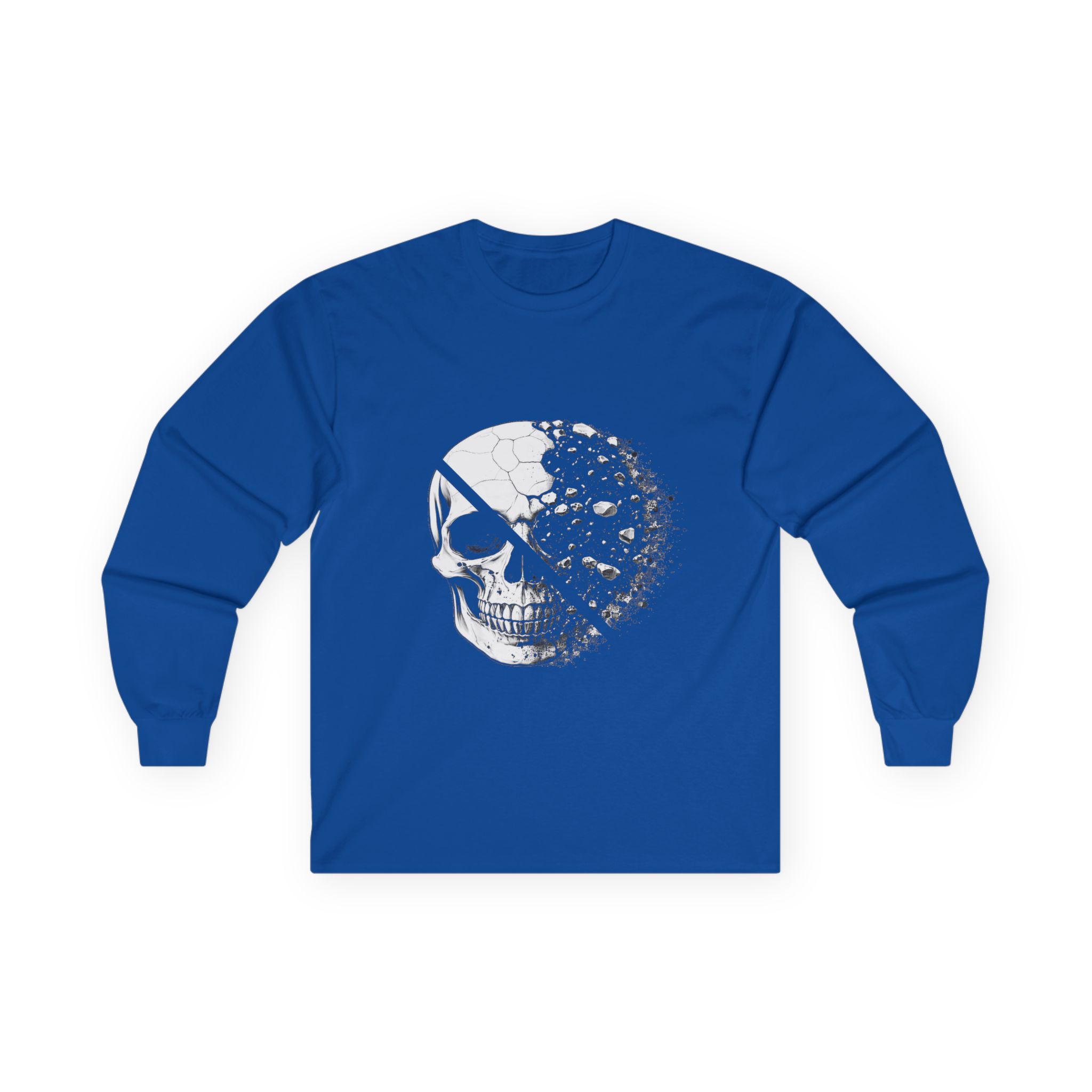 Skull Moon Long Sleeve Tee — Split Skull & Floral Moon Graphic - Image 41