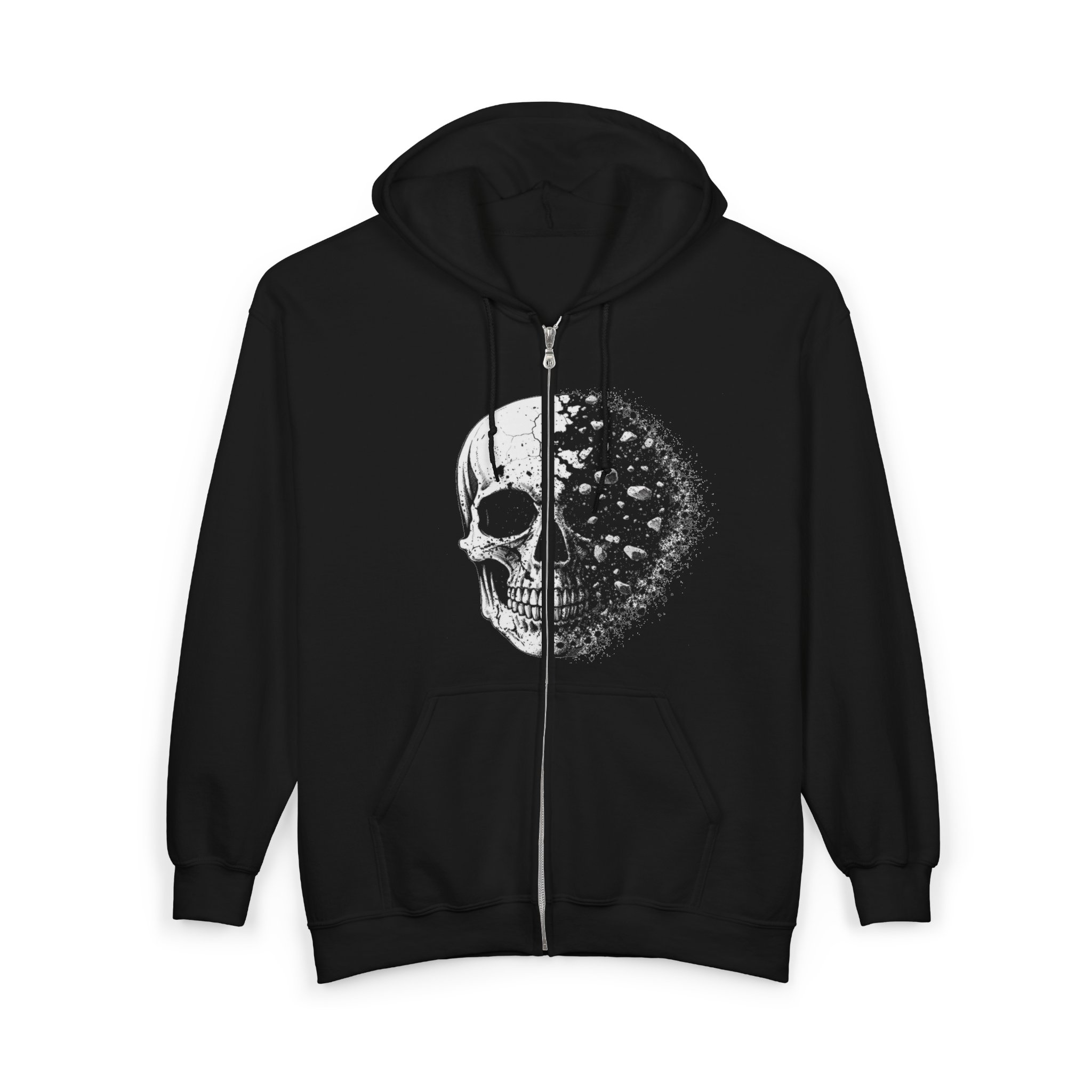 Skull Moon Zip Hoodie — Half Skull, Half Moon Gothic Zip-Up - Image 4
