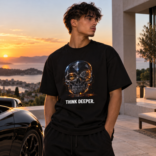 THINK DEEPER. / SKULL_LVL5_5000x5000mod – T-shirt oversize